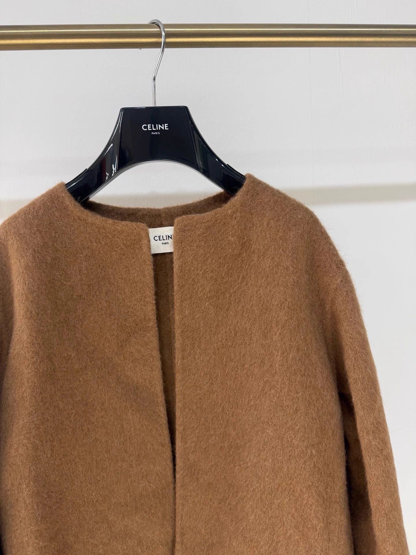 Celine Celine Camel Alpaca Wool Coat Leather Trim 34 Size XS / US 0-2 / IT 36-38 - 2 Thumbnail