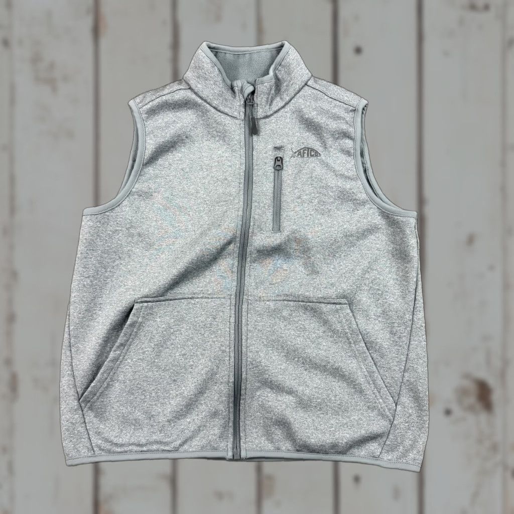 Vintage AFTCO Vest Mens L Gray Fleece Full Zip Outdoors Pockets Breathable Windbreaker Outdoor Hiking Casual Travel Size US L / EU 52-54 / 3 - 1 Thumbnail