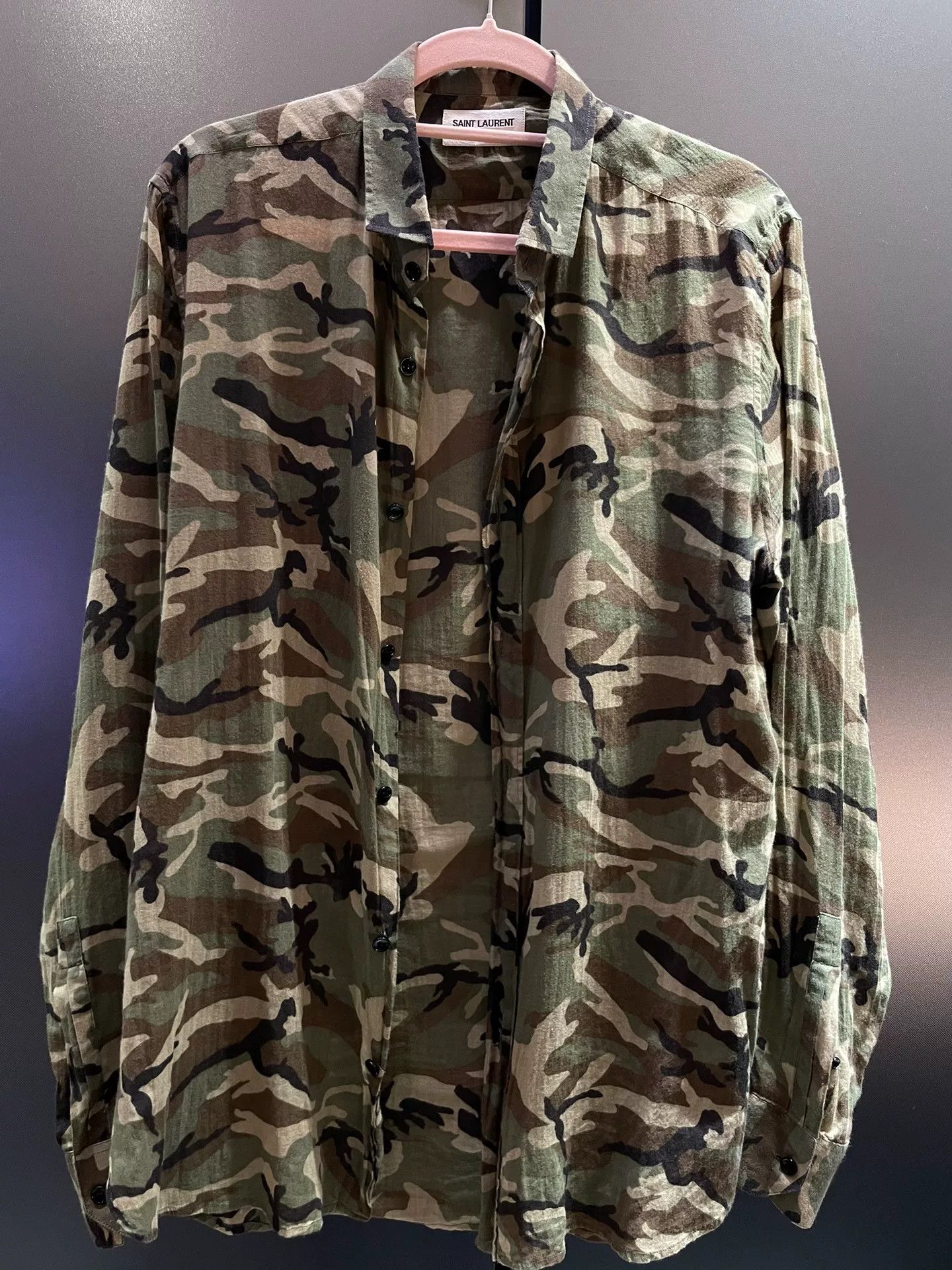 Saint Laurent Paris SAINT LAURENT Camouflage Button-Front Shirt Size US M / EU 48-50 / 2 - 1 Thumbnail