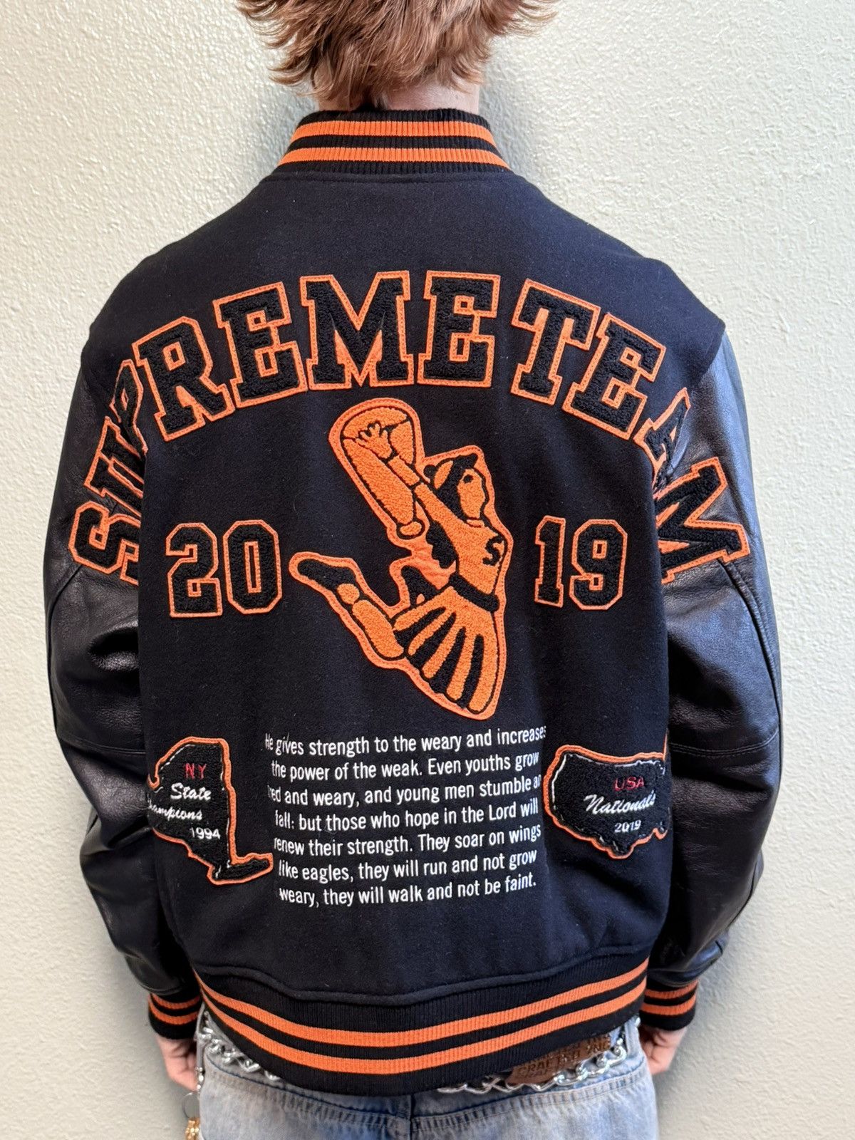 Supreme Supreme Black Leather Varsity Jacket Size US M / EU 48-50 / 2 - 2 Thumbnail