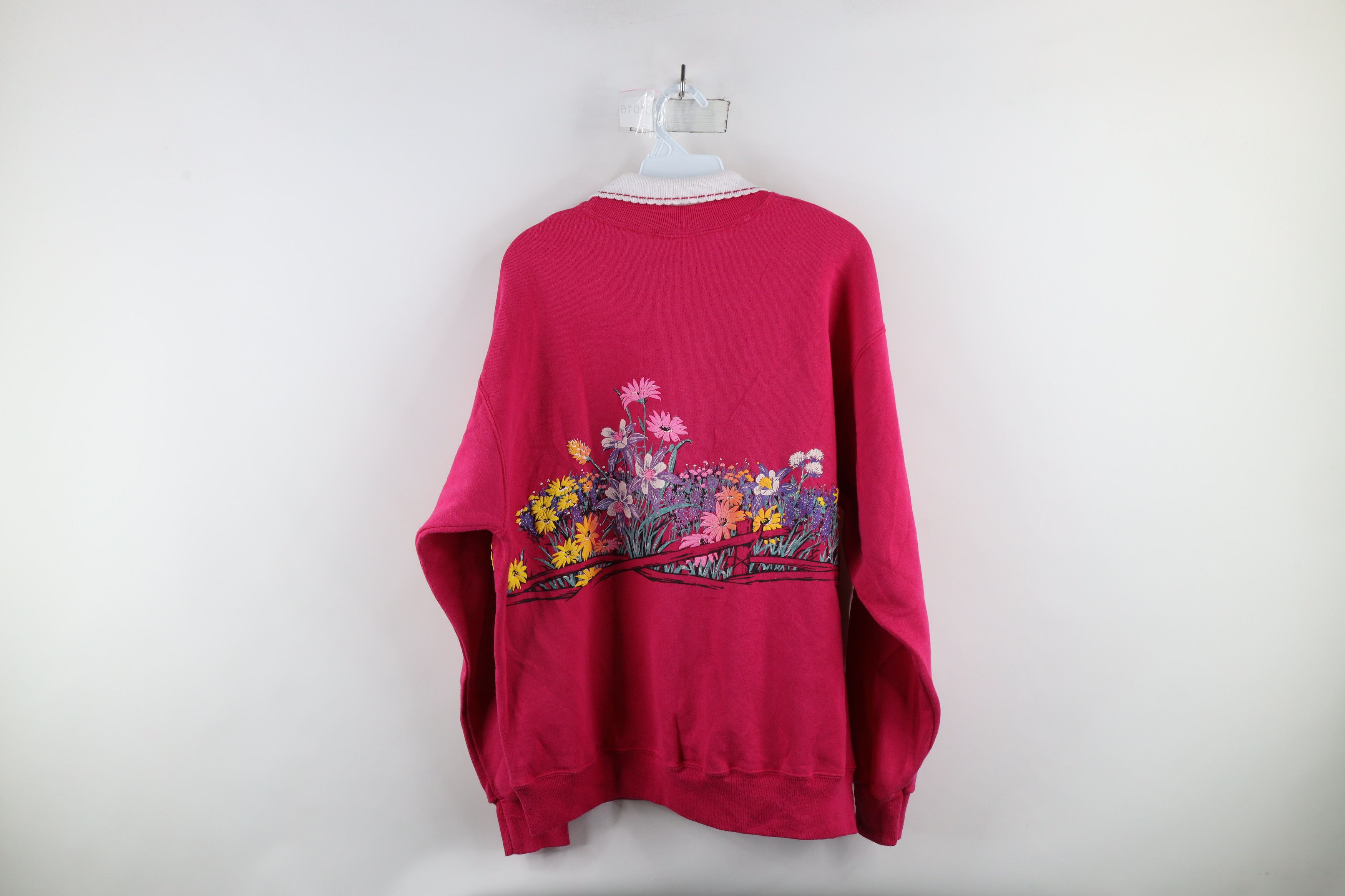Vintage Vintage 90s Streetwear Island Flower Collared Sweatshirt USA Size L / US 10 / IT 46 - 12 Thumbnail