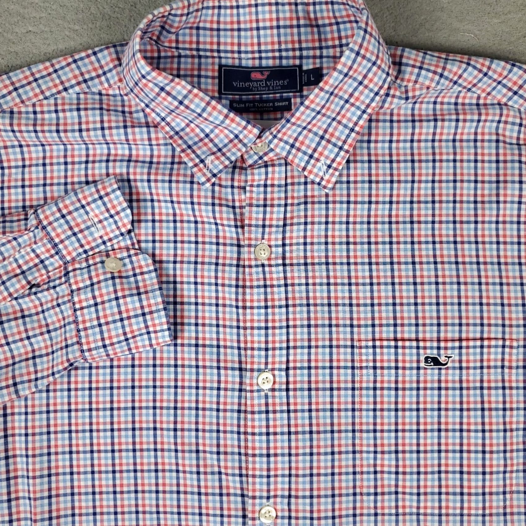 Vineyard Vines Vineyard Vines Shirt Mens Large Blue Pink Plaid Slim Fit Button Up Long Sleeve | Vintage Size US L / EU 52-54 / 3 - 2 Thumbnail