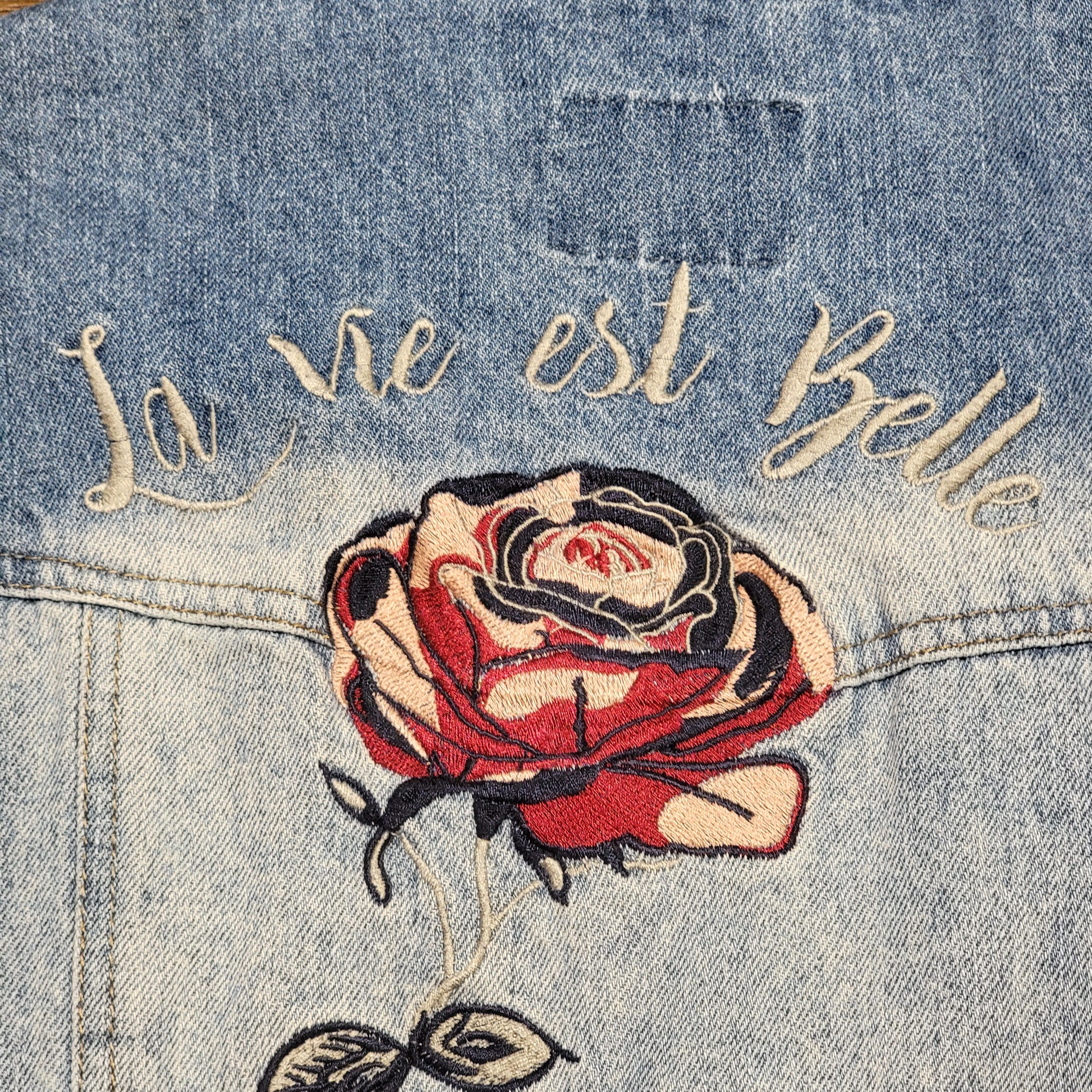 Other YMI Jeans Denim Jacket w/ Embroidered Roses - Size Large* Size L / US 10 / IT 46 - 6 Thumbnail