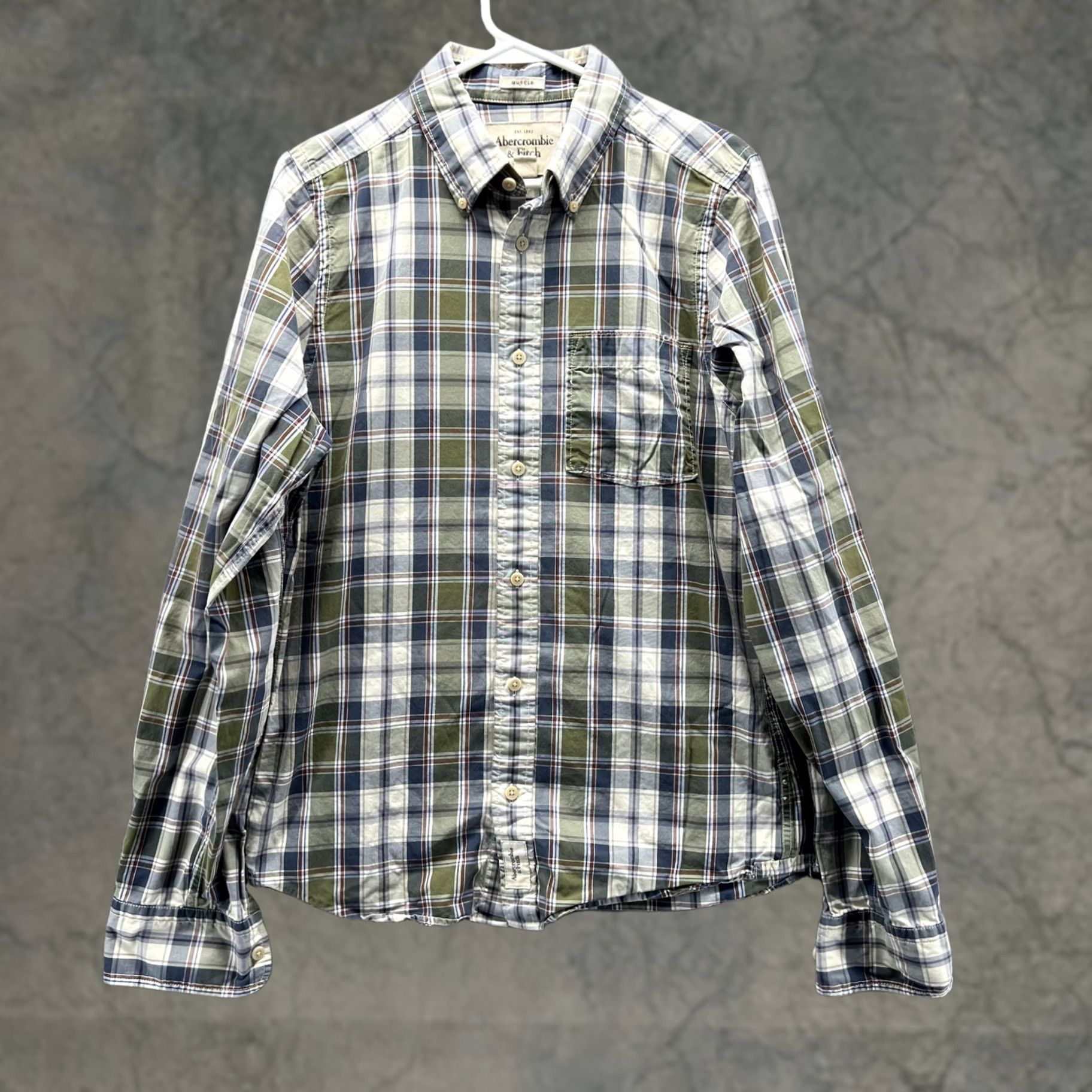 Abercrombie & Fitch Abercrombie & Fitch Shirt Mens Large Green Button-Down Plaid Flannel Size US L / EU 52-54 / 3 - 1 Thumbnail