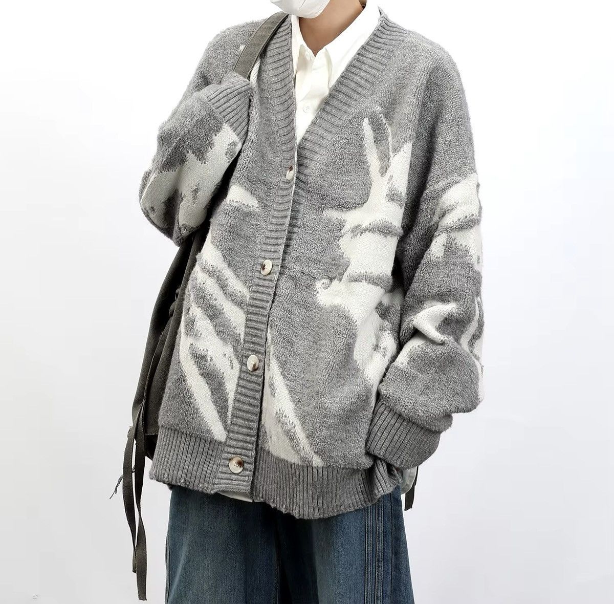Streetwear Knitted Oversized Design Cardigan Sweater