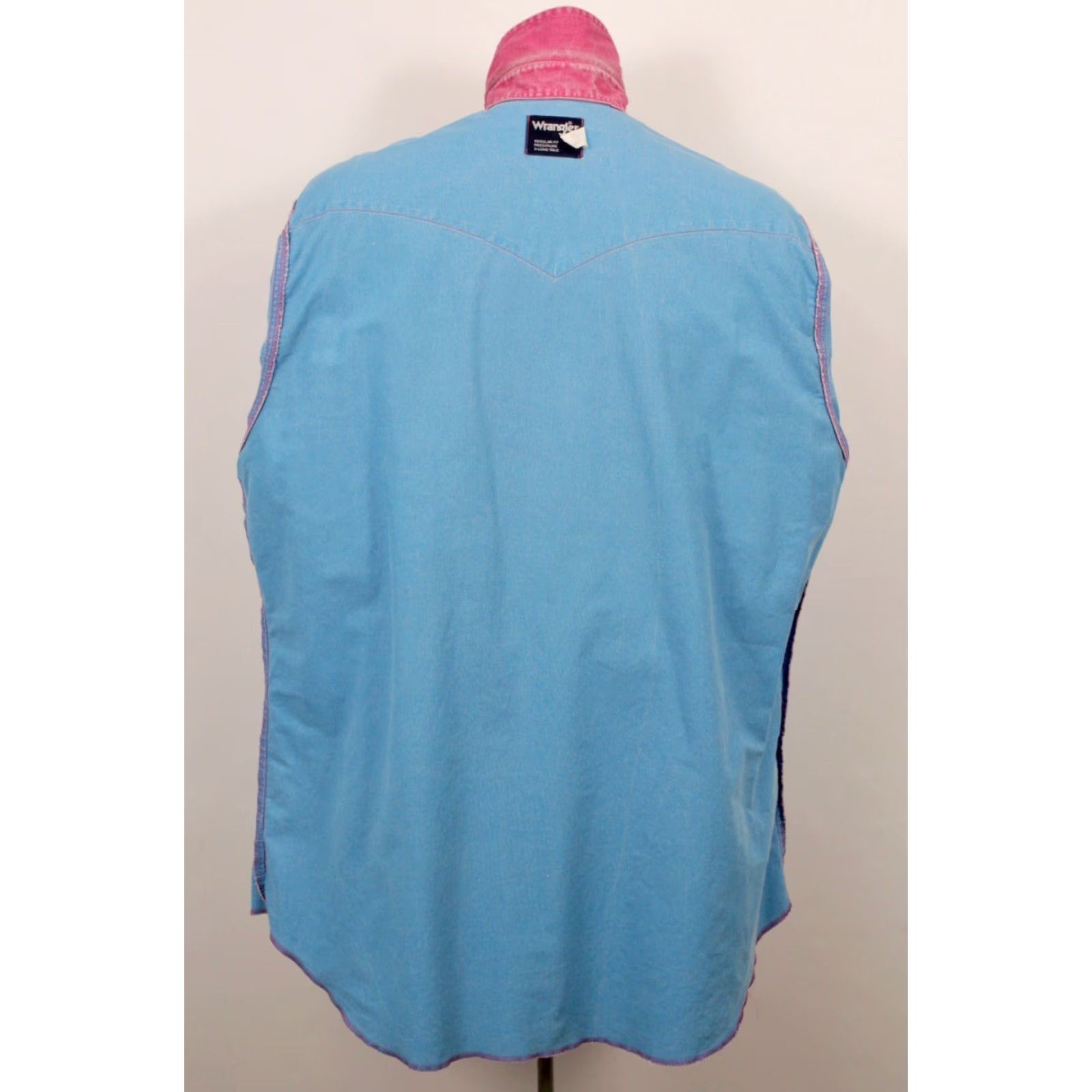 Wrangler VINTAGE Wrangler Western Shirt XL 17.5-36 Men’s 1990s Pink Striped 90s Brushpopper Cotton Shirt Mens Size US XL / EU 56 / 4 - 3 Thumbnail