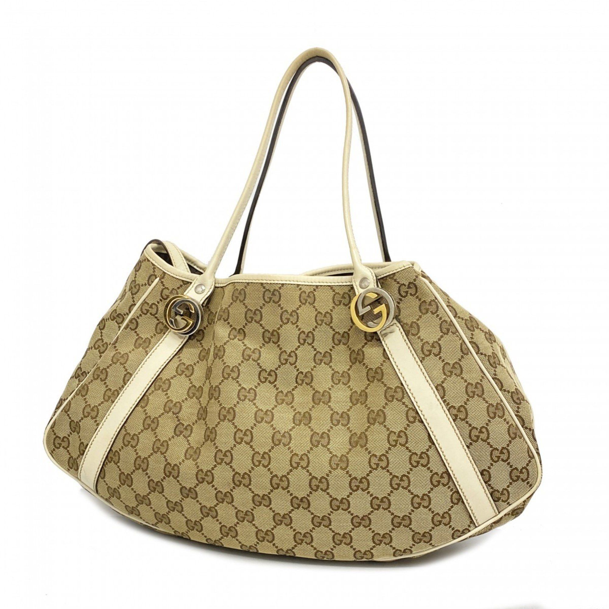 Gucci Tote Bag GG Canvas 232963 Brown Beige Gold Women's