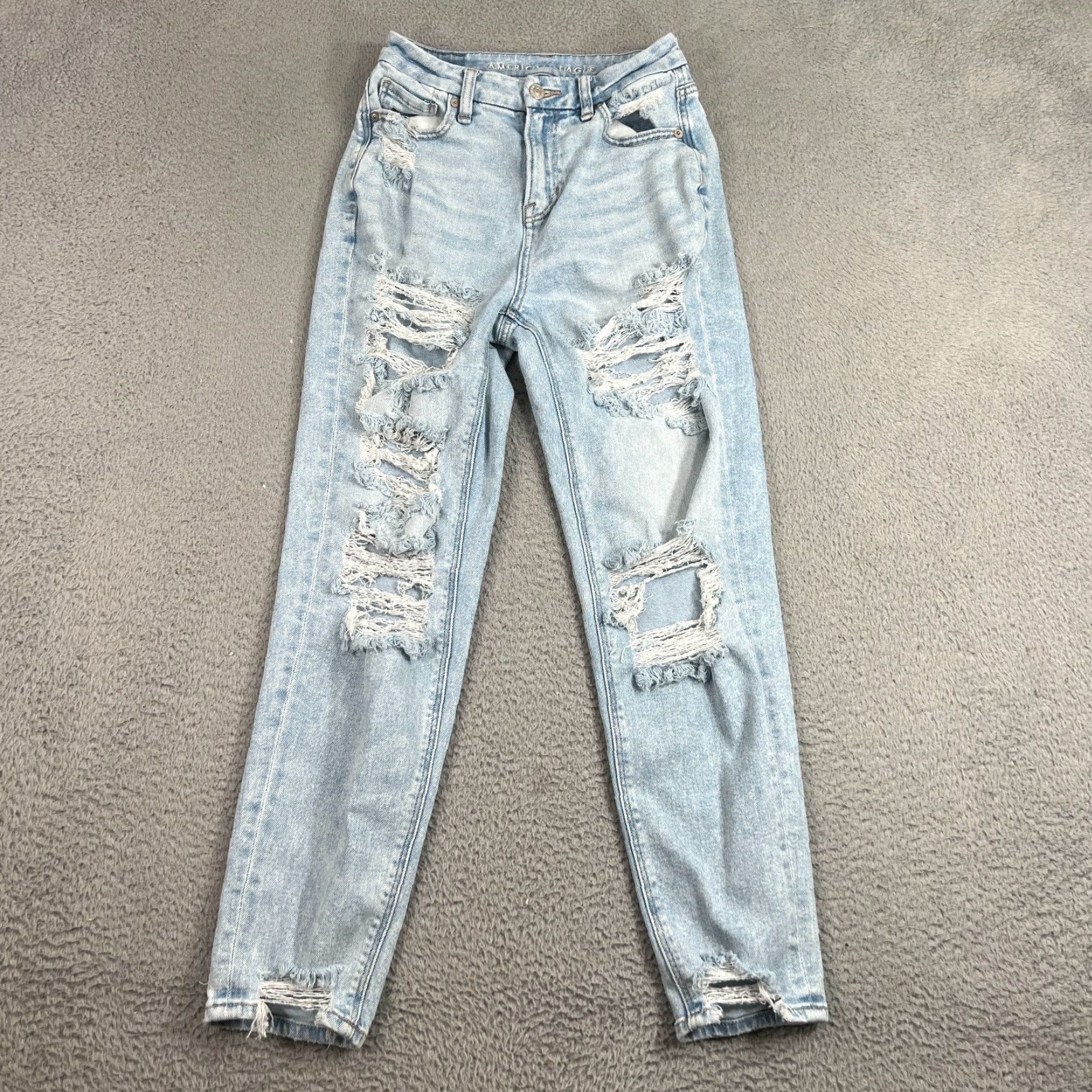 American Eagle Outfitters American Eagle Jeans Curvy Mom Jean High Rise Blue Stretch Womens 0R 0 Regular Size 25" / US 0 / IT 36 - 2 Thumbnail