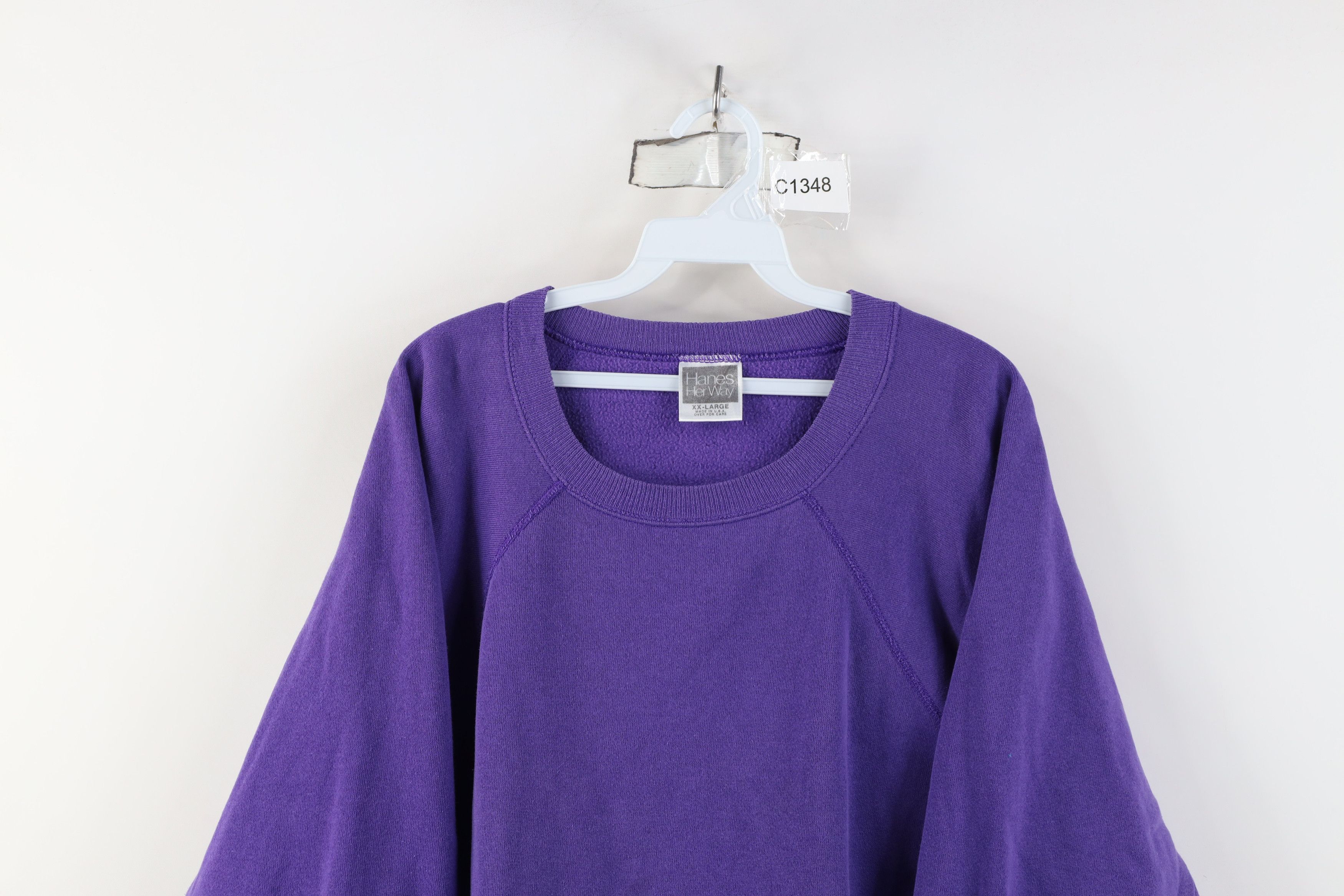 Vintage Vintage 90s Streetwear Blank Crewneck Sweatshirt Purple USA Size XXL / US 16-18 / IT 52-54 - 2 Thumbnail