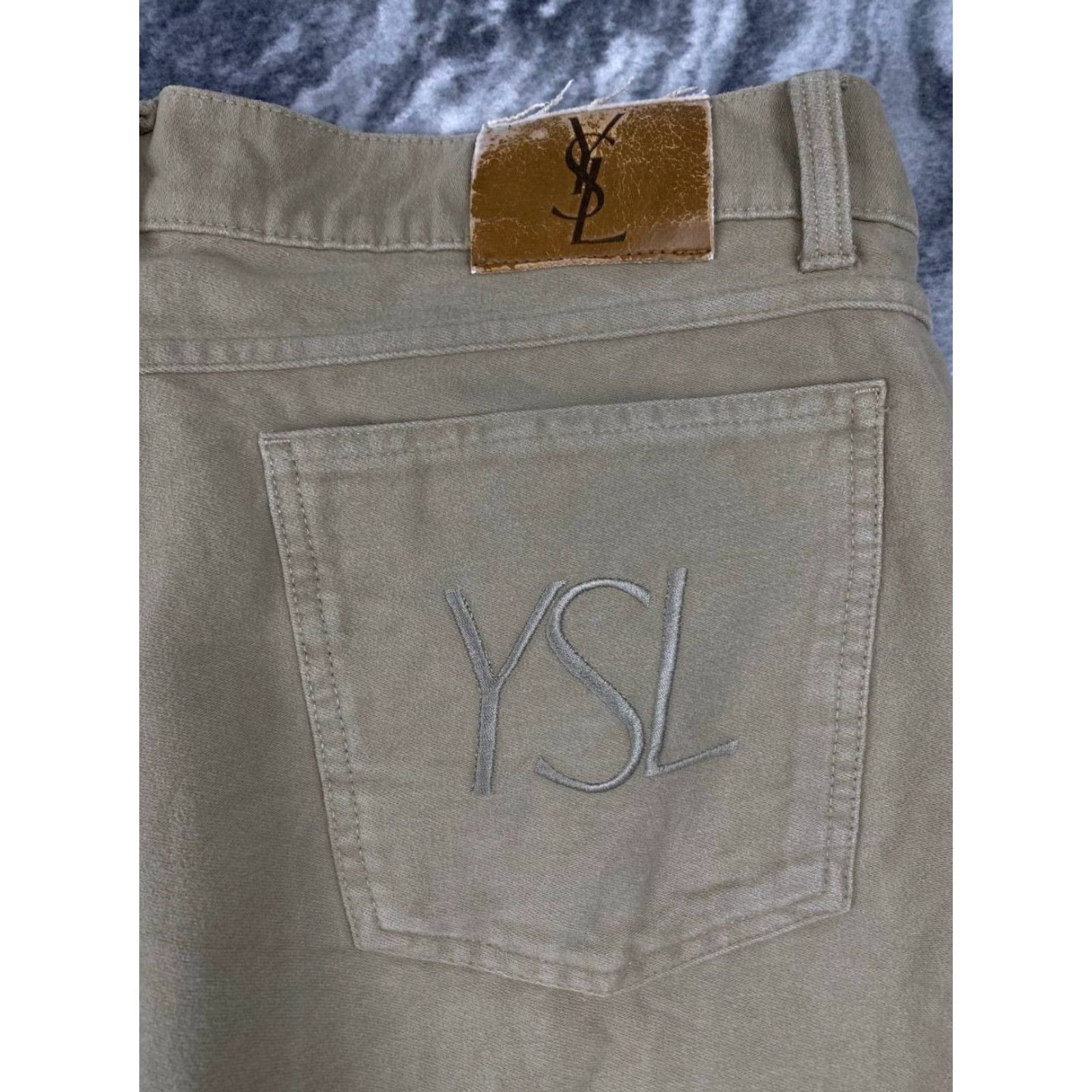 Yves Saint Laurent VINTAGE Yves Saint Laurent Big Logo Pants Men 38 Beige 90s by Saint Laurent Pant Chino Pockets Slim Regular Men Size US 38 / EU 54 - 2 Thumbnail