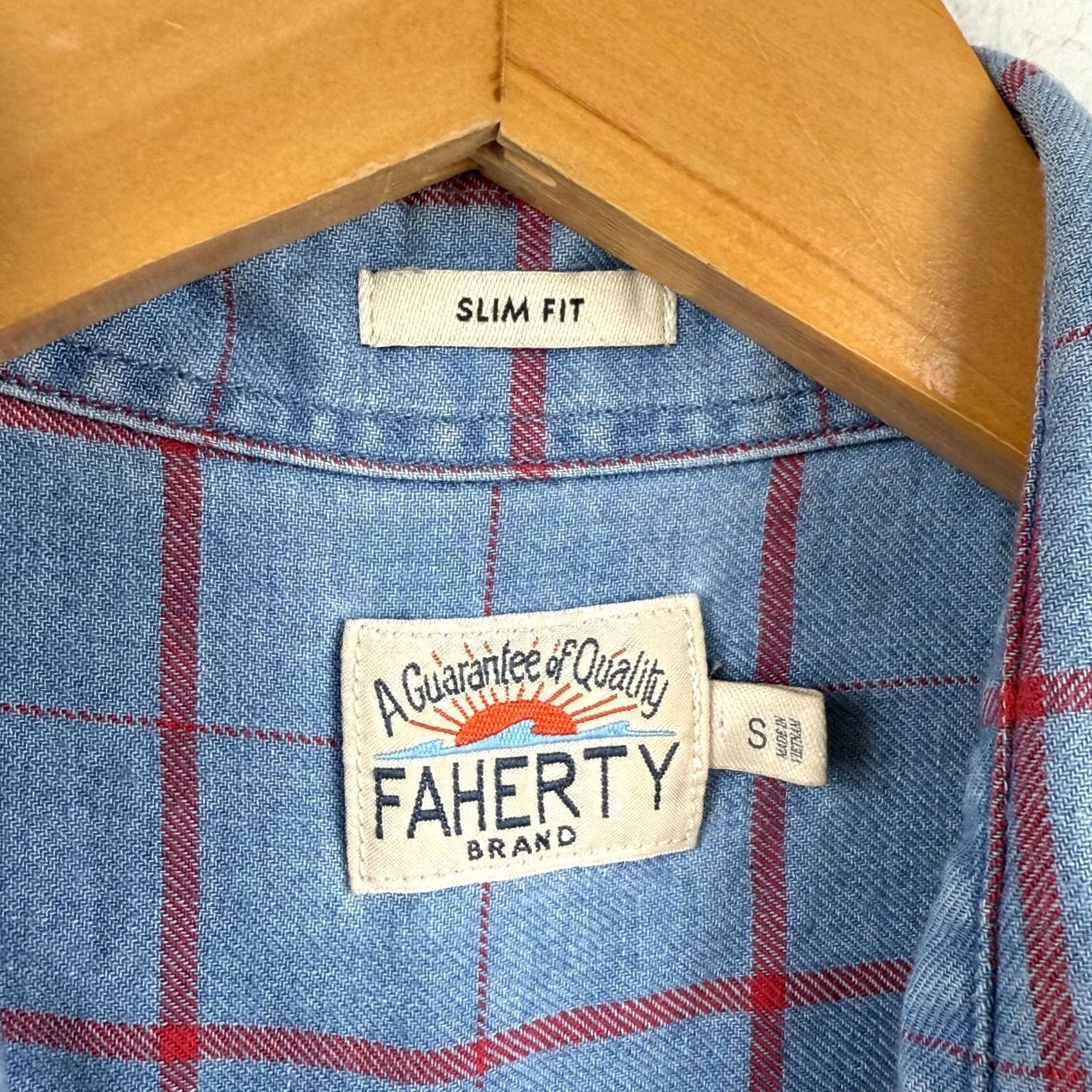 Faherty Faherty Shirt Indigo Dyed Plaid Lightweight Flannel Button Up Small Slim Fit Shirt Size US S / EU 44-46 / 1 - 5 Thumbnail