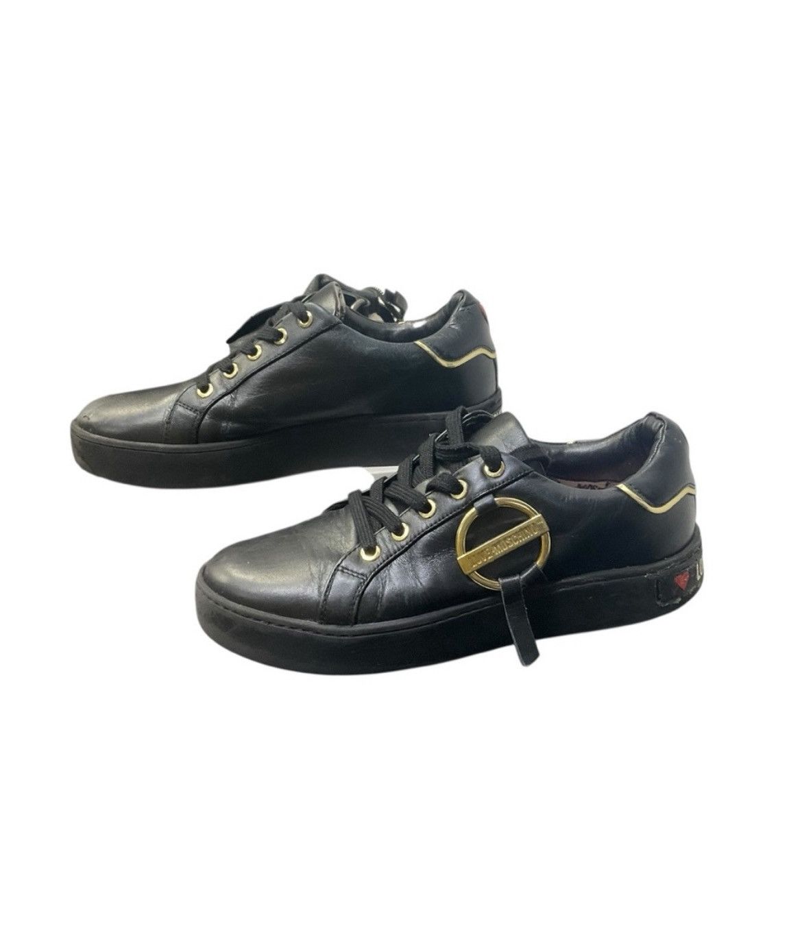 Moschino Love Moschino Black Gold Heart Sneakers Sz 39 EU Size US 8.5 / IT 38.5 - 2 Thumbnail