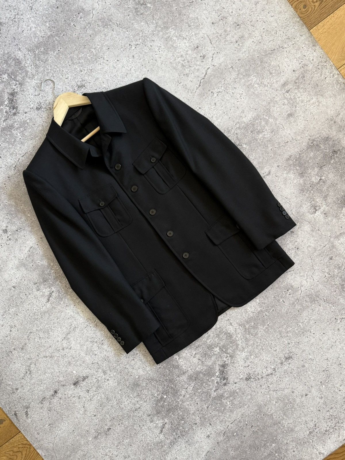 Francesco Smalto Vintage Francesco Smalto Paris Tailored Wool Safari Jacket Size 50R - 8 Thumbnail