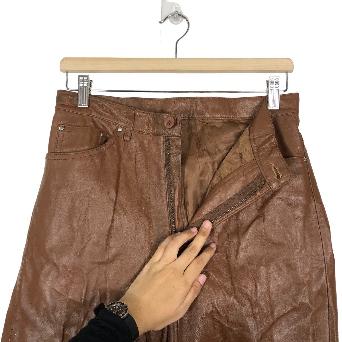Issey Miyake 🔥Rare 90’s Soft Genuine Leather Pants Bonskip Issey Miyake Size US 28 / EU 44 - 9 Thumbnail