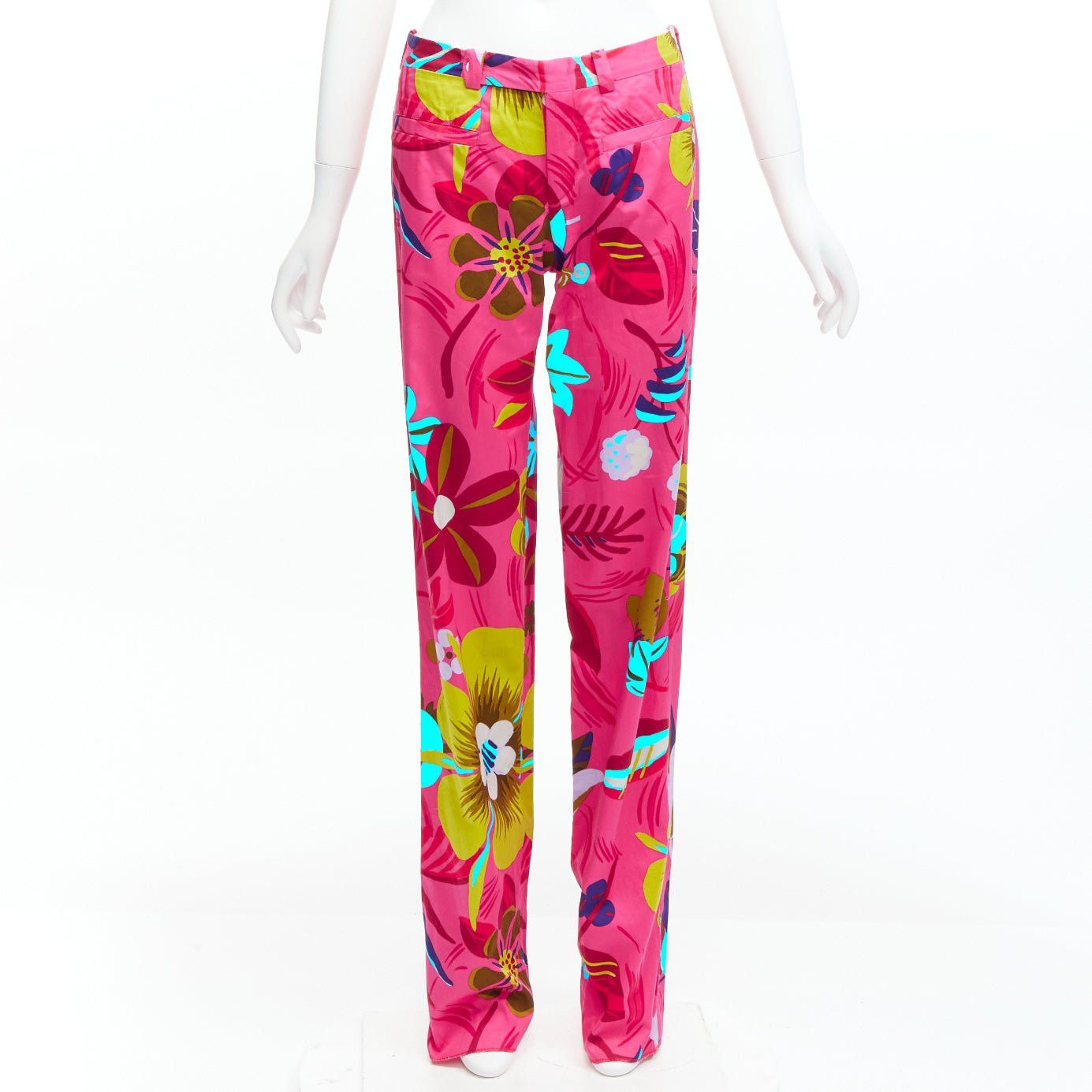 Gucci new GUCCI 1999 Tom Ford Vintage pink tropical floral straight pants IT40 S Size 27" / US 4 / IT 40 - 1 Thumbnail
