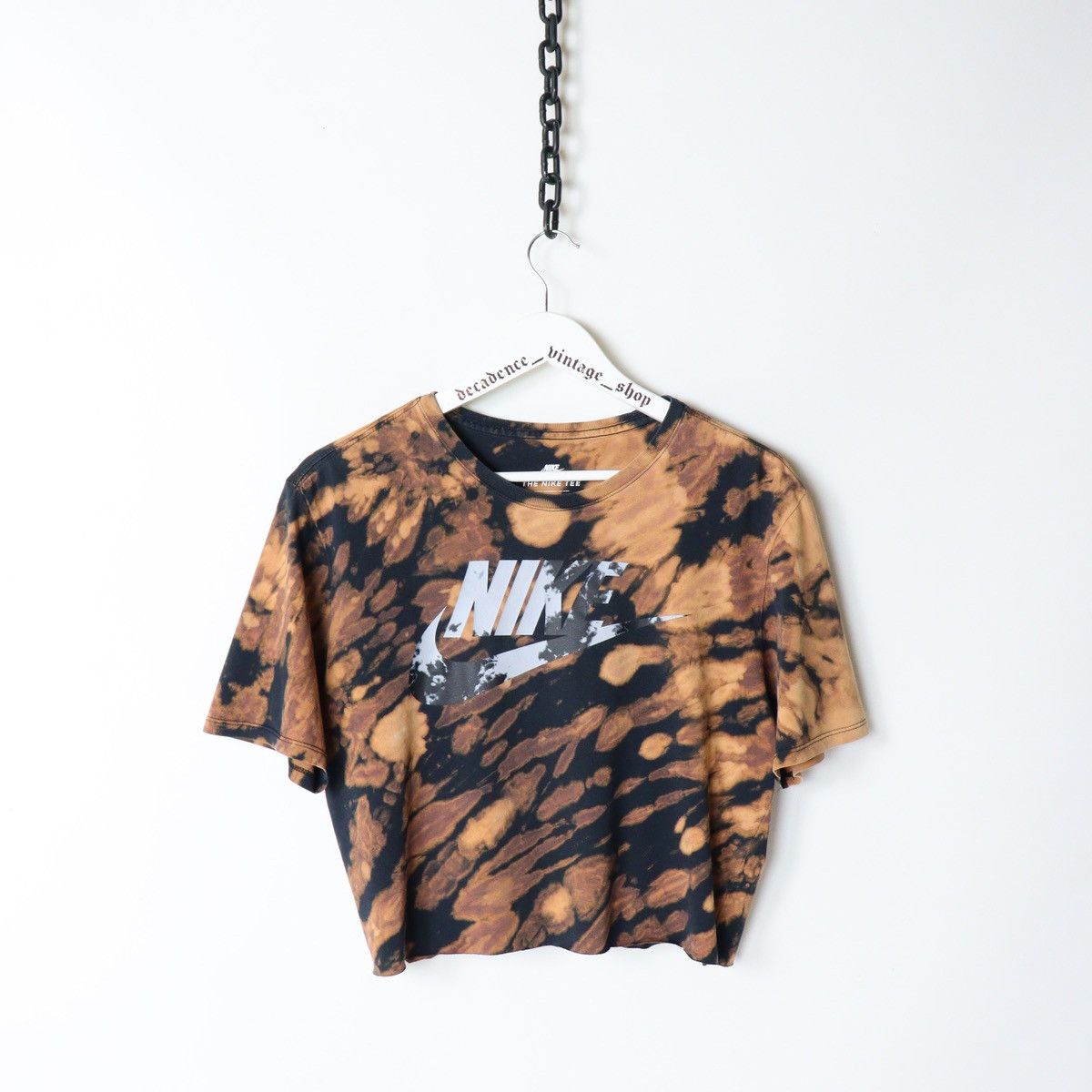 Nike Women s Bleach Tie Dye Nike Crop Top T shirt Center Swoosh Grailed