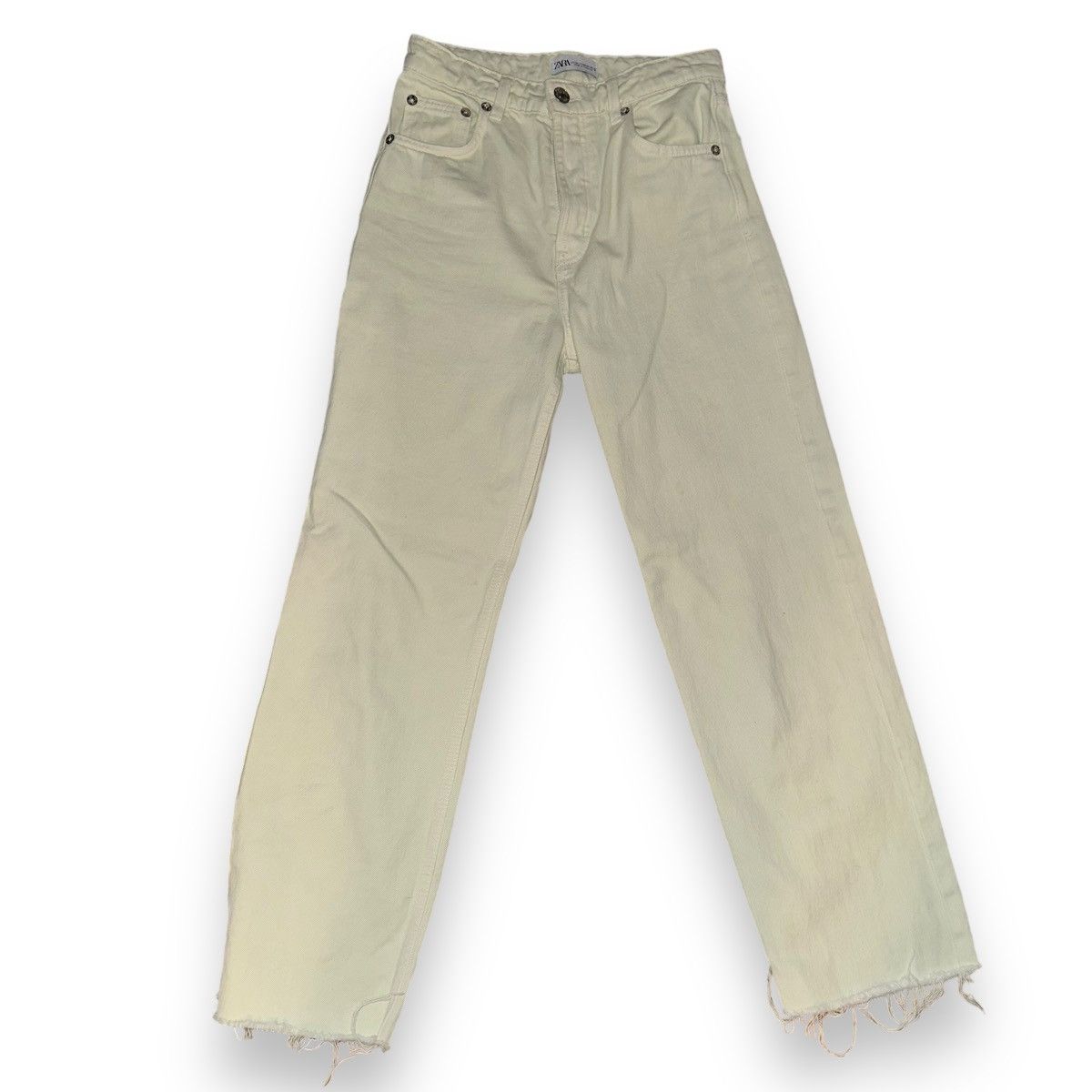 Zara Zara off white high rise button fly jeans Size 27" / US 4 / IT 40 - 1 Thumbnail