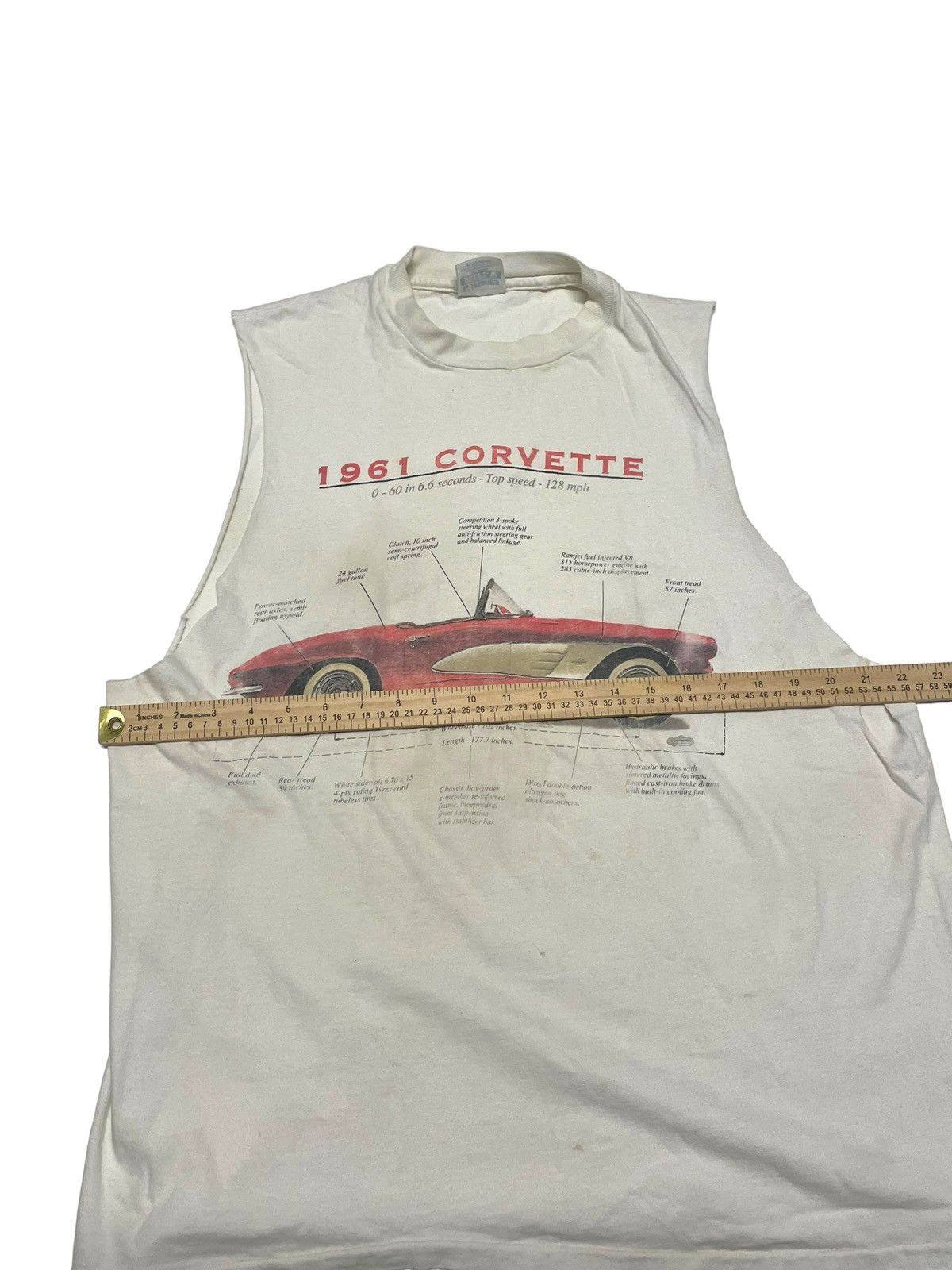 Chevrolet × Vintage Vintage Corvette Single Stitch Sleeveless Shirt XL Size US XL / EU 56 / 4 - 4 Thumbnail