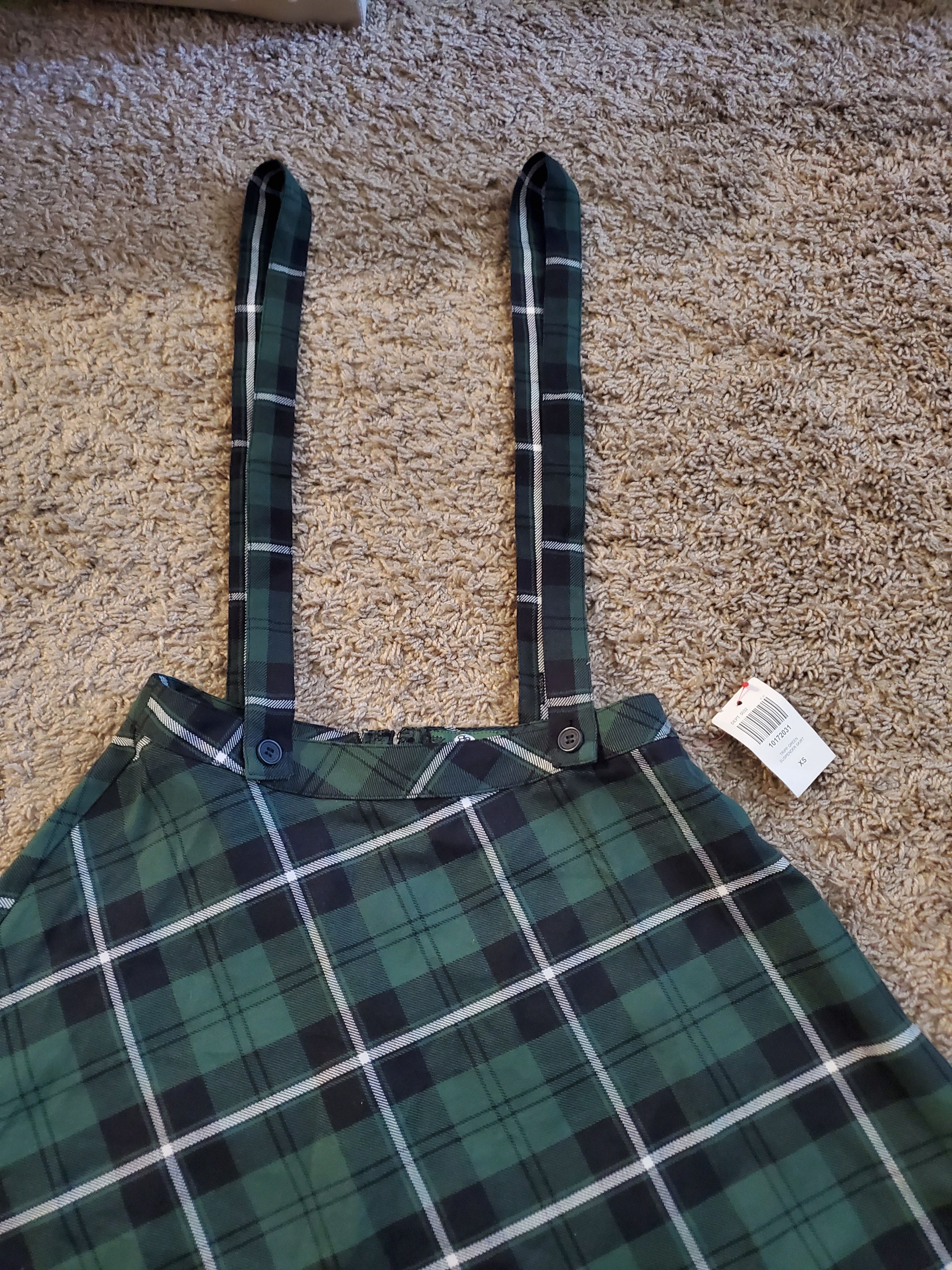 Hot Topic *NWT* Royal Bones Plaid Mini Skirt w/ Suspenders (size xs) Size 26" / US 2 / IT 38 - 4 Thumbnail