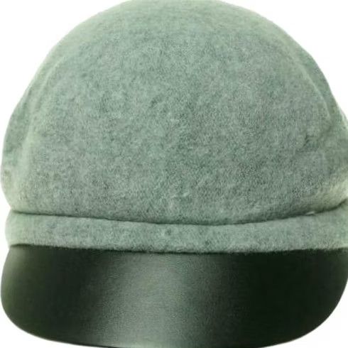 Vintage VINTAGE August Accessories Newsboy Hat Gray Wool Blend Faux Leather Brim Womens One Size Size ONE SIZE - 2 Thumbnail