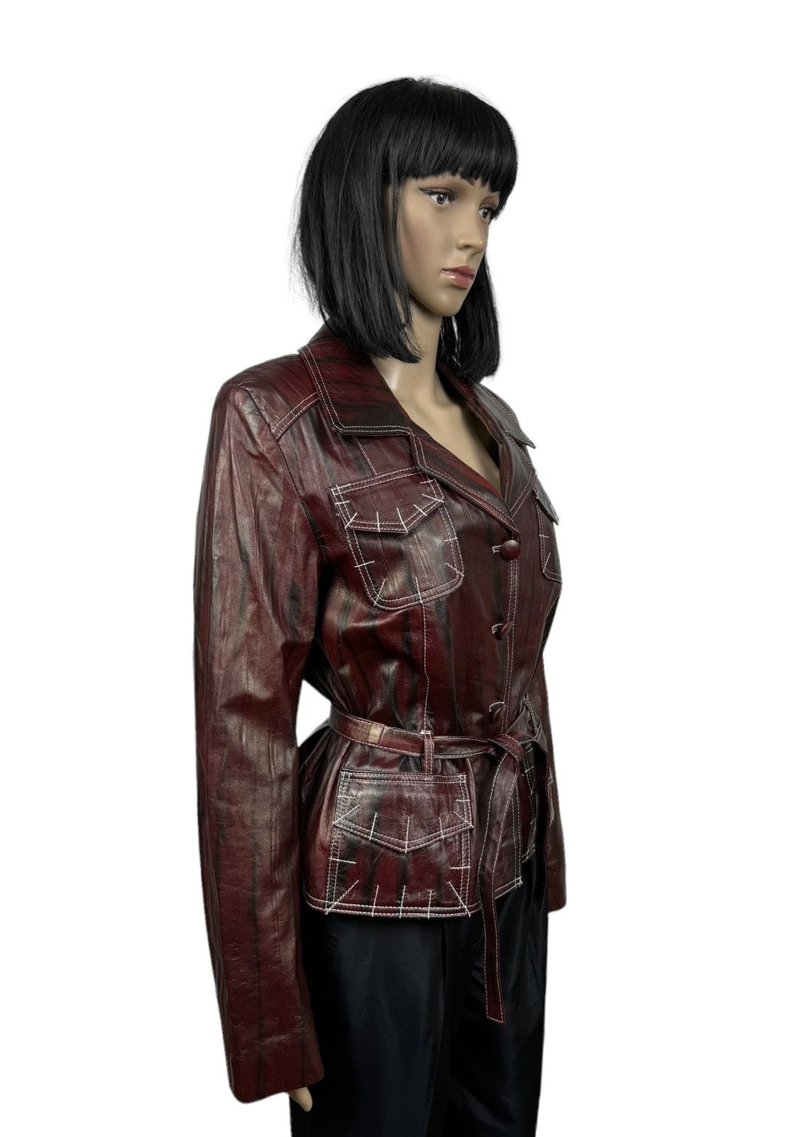 Designer × Genuine Leather Ya&Ka Genuine Leather Jacket Belted size L Size L / US 10 / IT 46 - 4 Thumbnail
