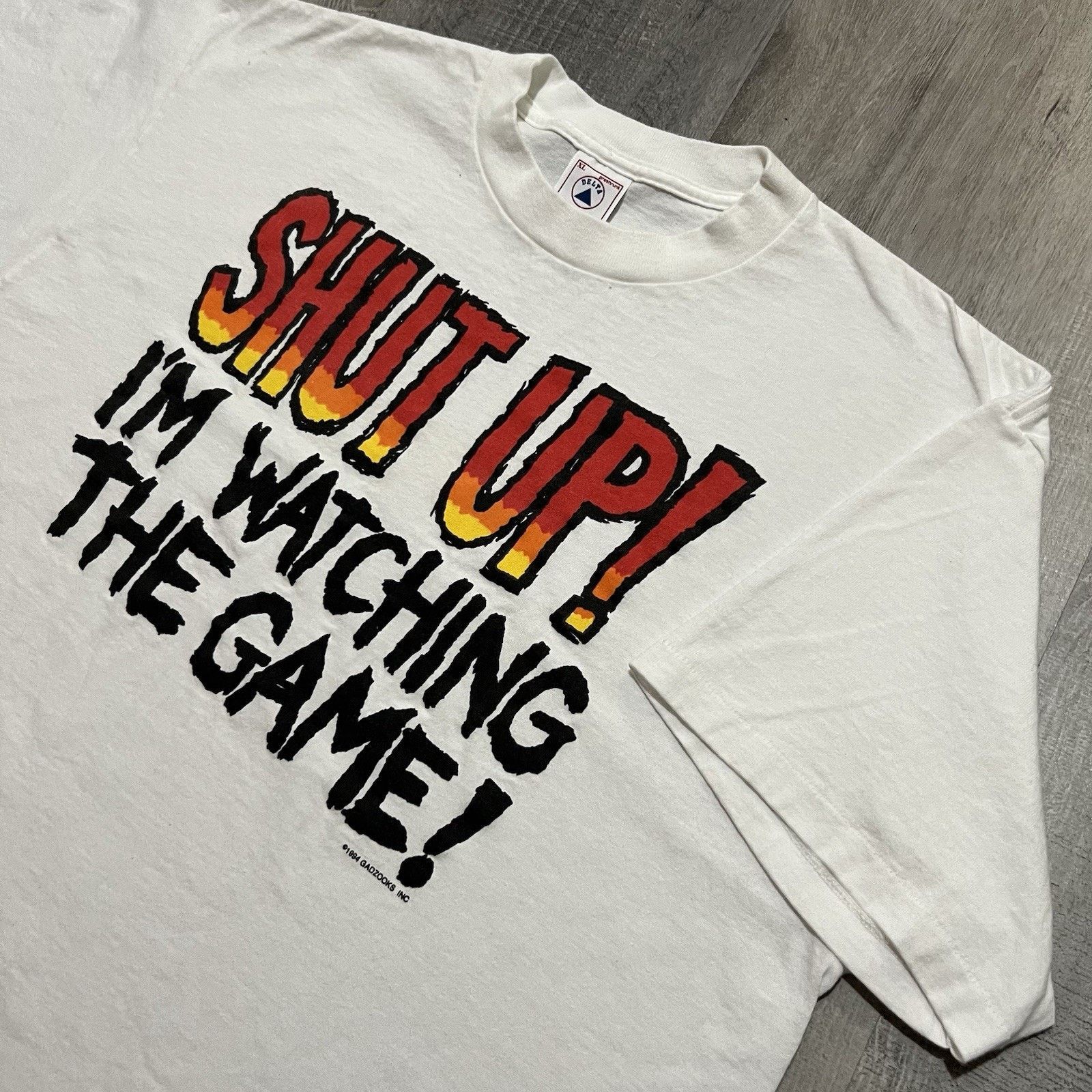 Delta VTG Sports T Shirt "Shut Up Im Watching The Game" 90s NFL XL Size US XL / EU 56 / 4 - 3 Thumbnail