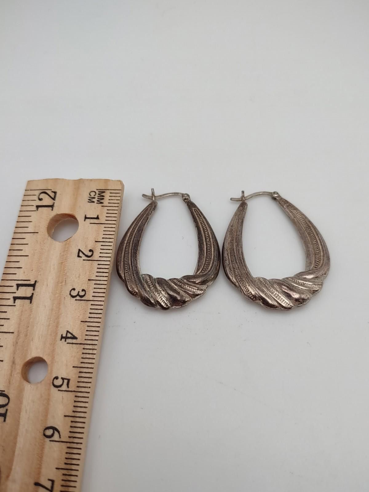 The Unbranded Brand Vintage 925 Sterling Silver Shrimp Ribbed Hoop Earrings 4.3g Size ONE SIZE - 5 Thumbnail