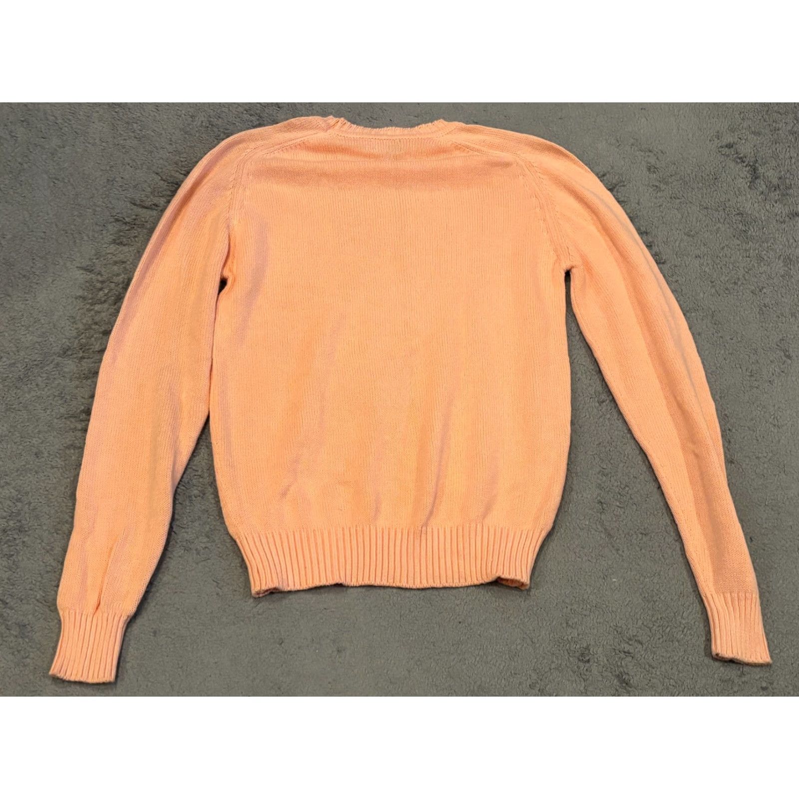 VINTAGE Lands End Sweater Mens L Long Orange Knit Pullover 