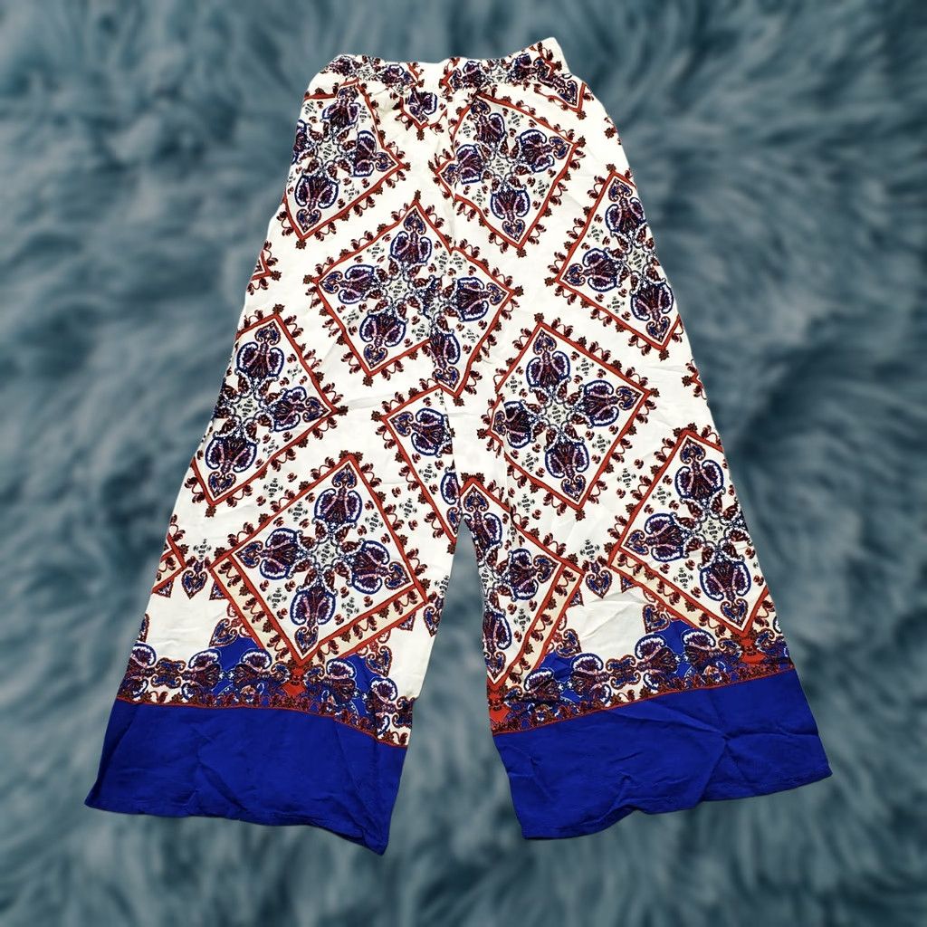 Zara Zara Womens XS Multi Geometric Palazzo Pants Elastic Waistband Pull On Geometric Pattern Wide-Leg Pants, Casual Size 26" / US 2 / IT 38 - 1 Thumbnail