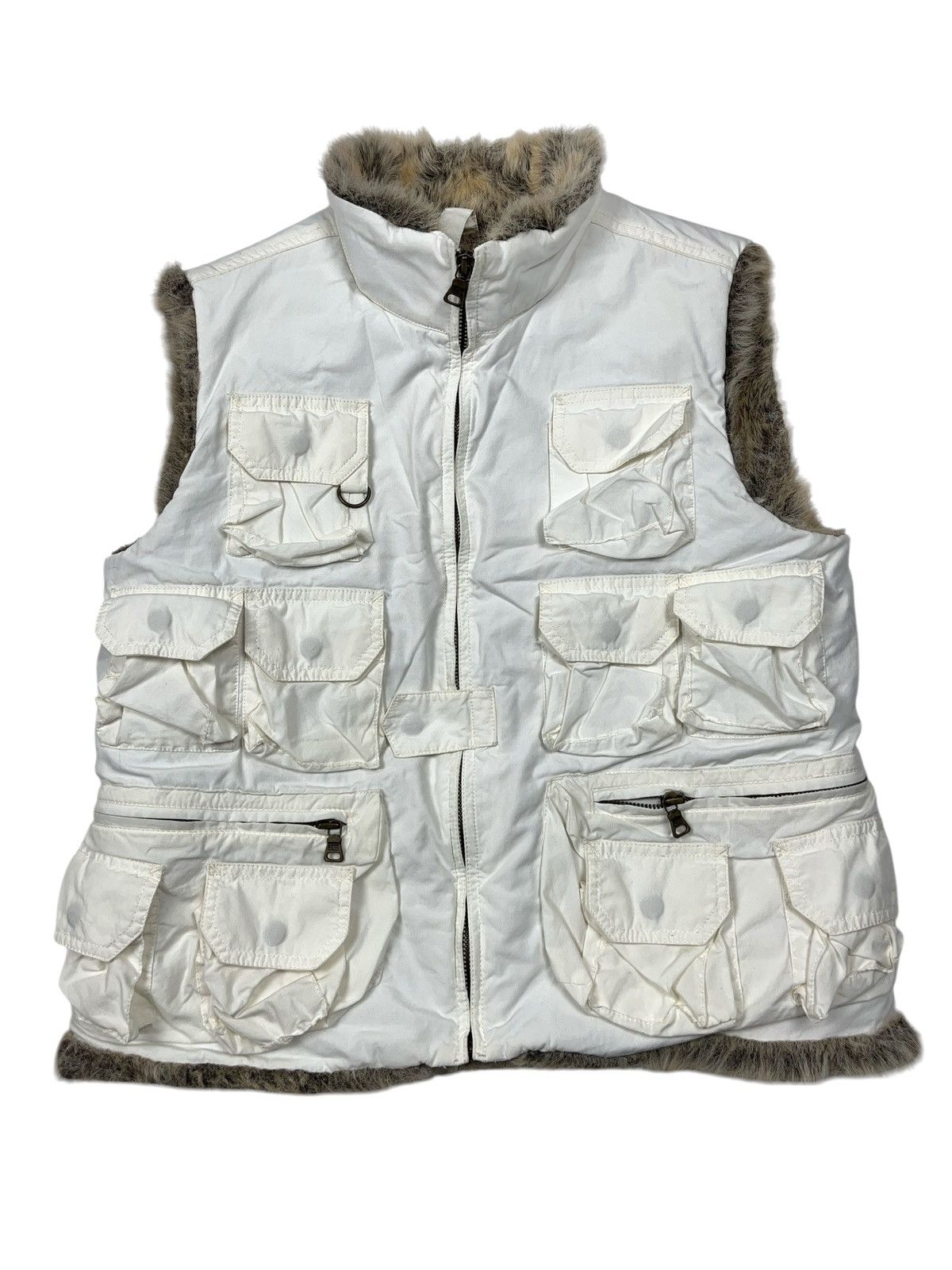 Ralph Lauren × Vintage Vintage Ralph Lauren Multi Pocket Faux Fur Vest Size M / US 6-8 / IT 42-44 - 1 Thumbnail