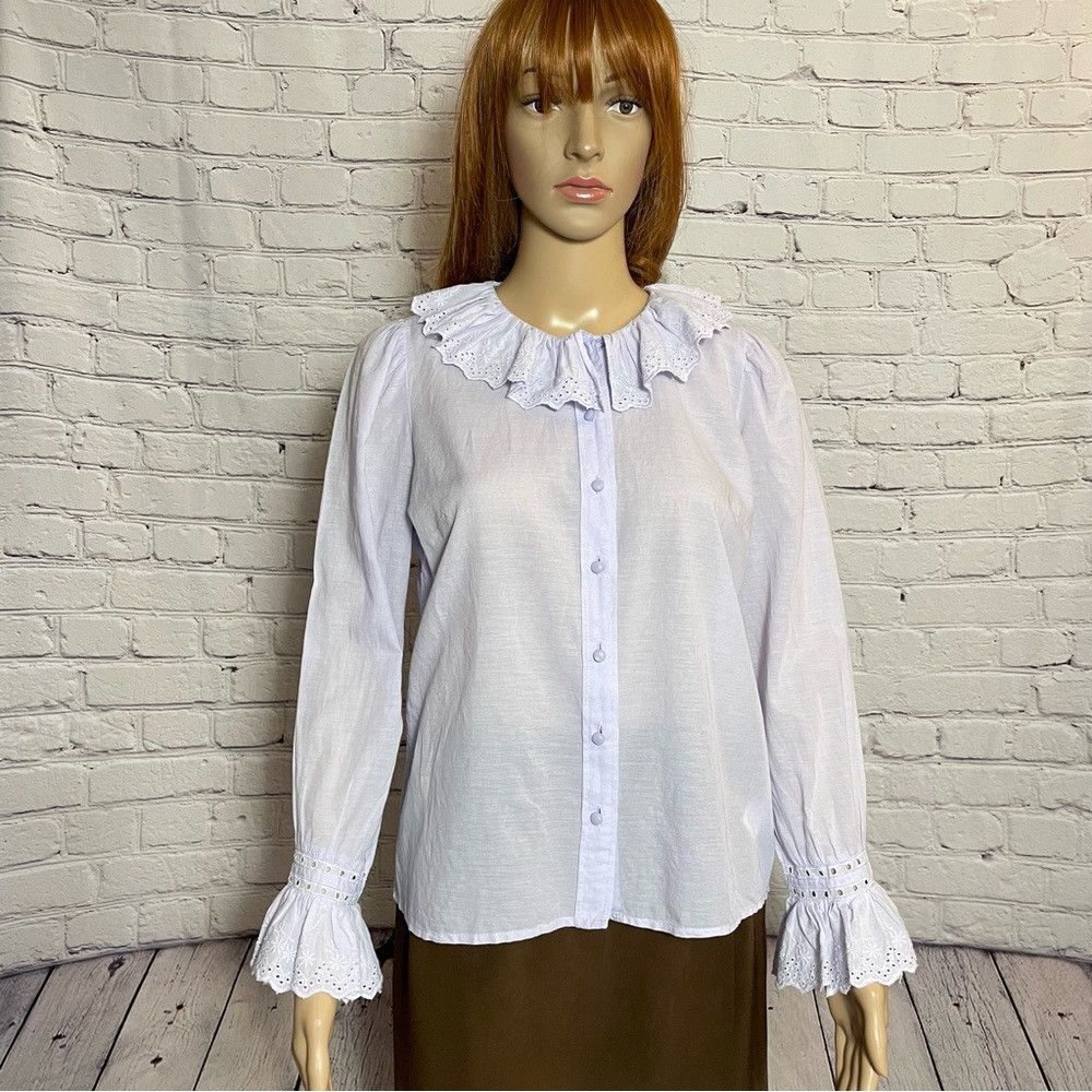 J.Crew NWT New $110 J.Crew Embroidered Ruffle-collar with Eyelet L Size XS / US 0-2 / IT 36-38 - 4 Thumbnail