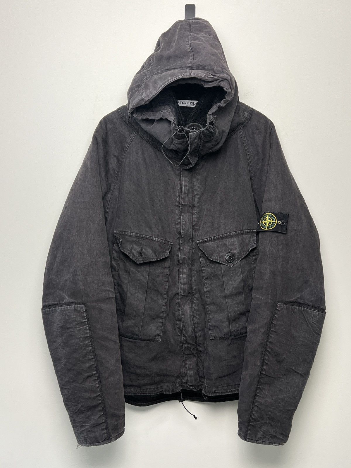 image of Massimo Osti x Stone Island Y2K Archive Military Work Jacket in Washed Black, Men's (Size Large)