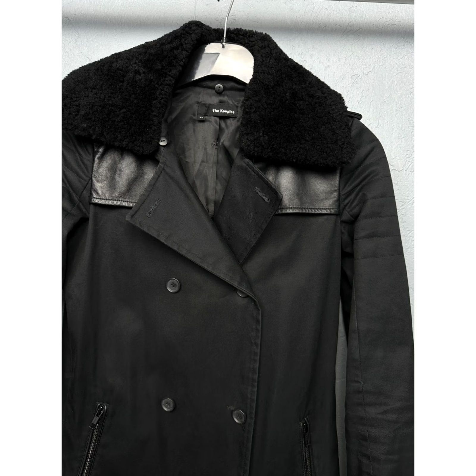 The Kooples The Kooples Coat Womens Fur Collar XS Jacket Leather Lamb Black Overcoat Womens XS Size XS / US 0-2 / IT 36-38 - 2 Thumbnail