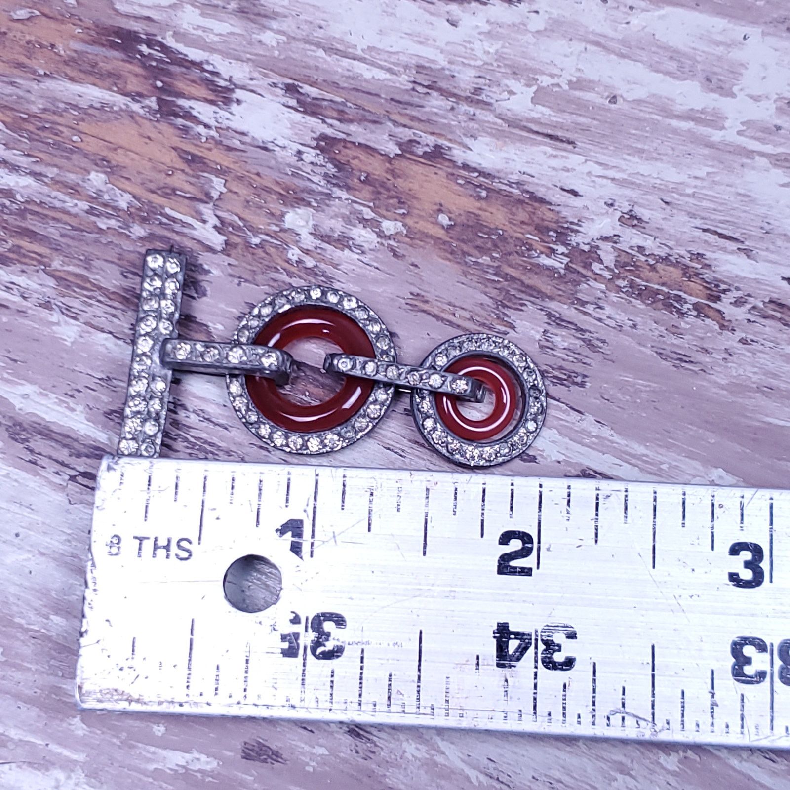 Other Art Deco Pin Brooch Silvertone Rhinestones Antique C Clasp Size ONE SIZE - 7 Thumbnail
