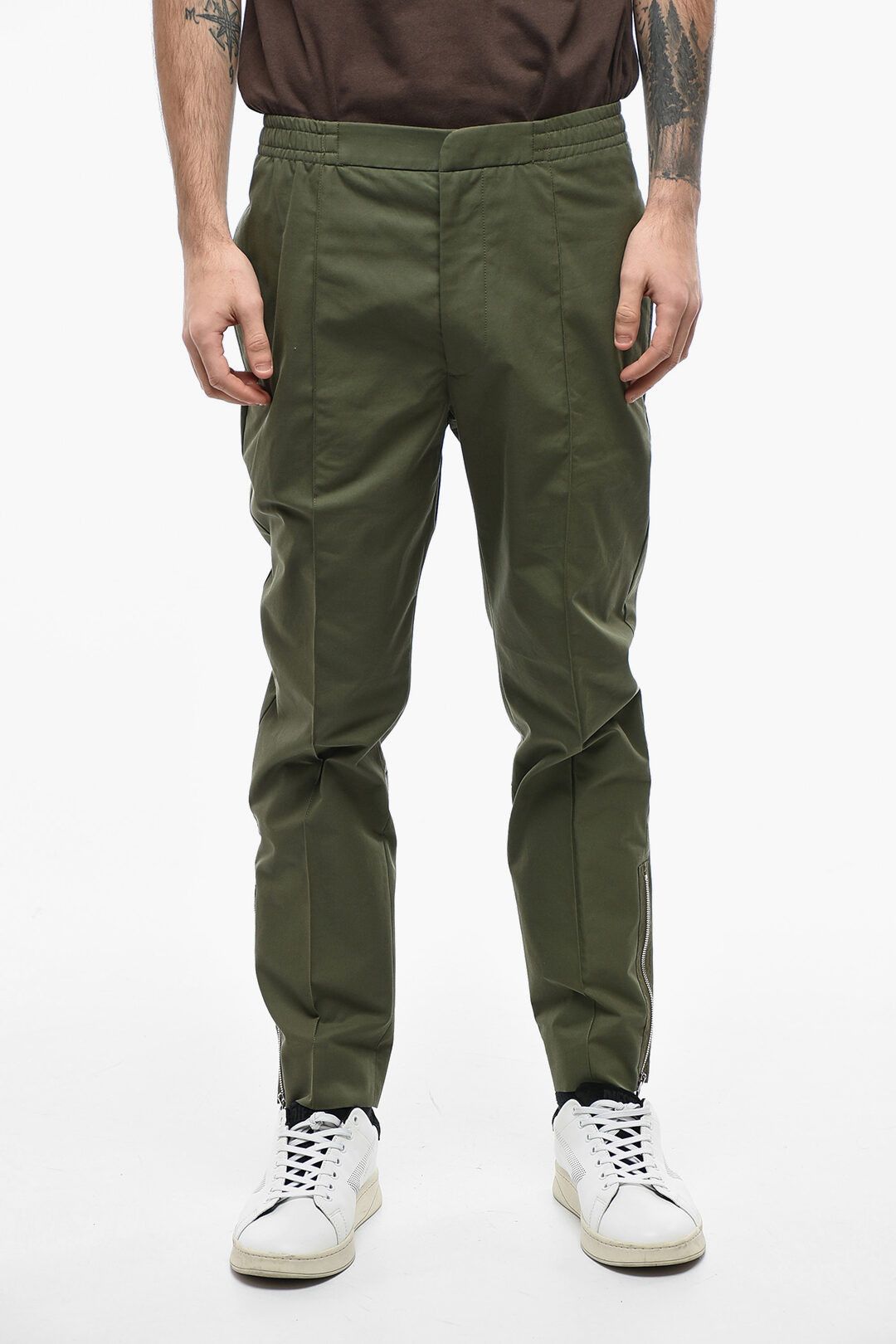 Image of Alexander Mcqueen Og1Mm0423 Cotton Pant In Military Green, Men's (Size 30)