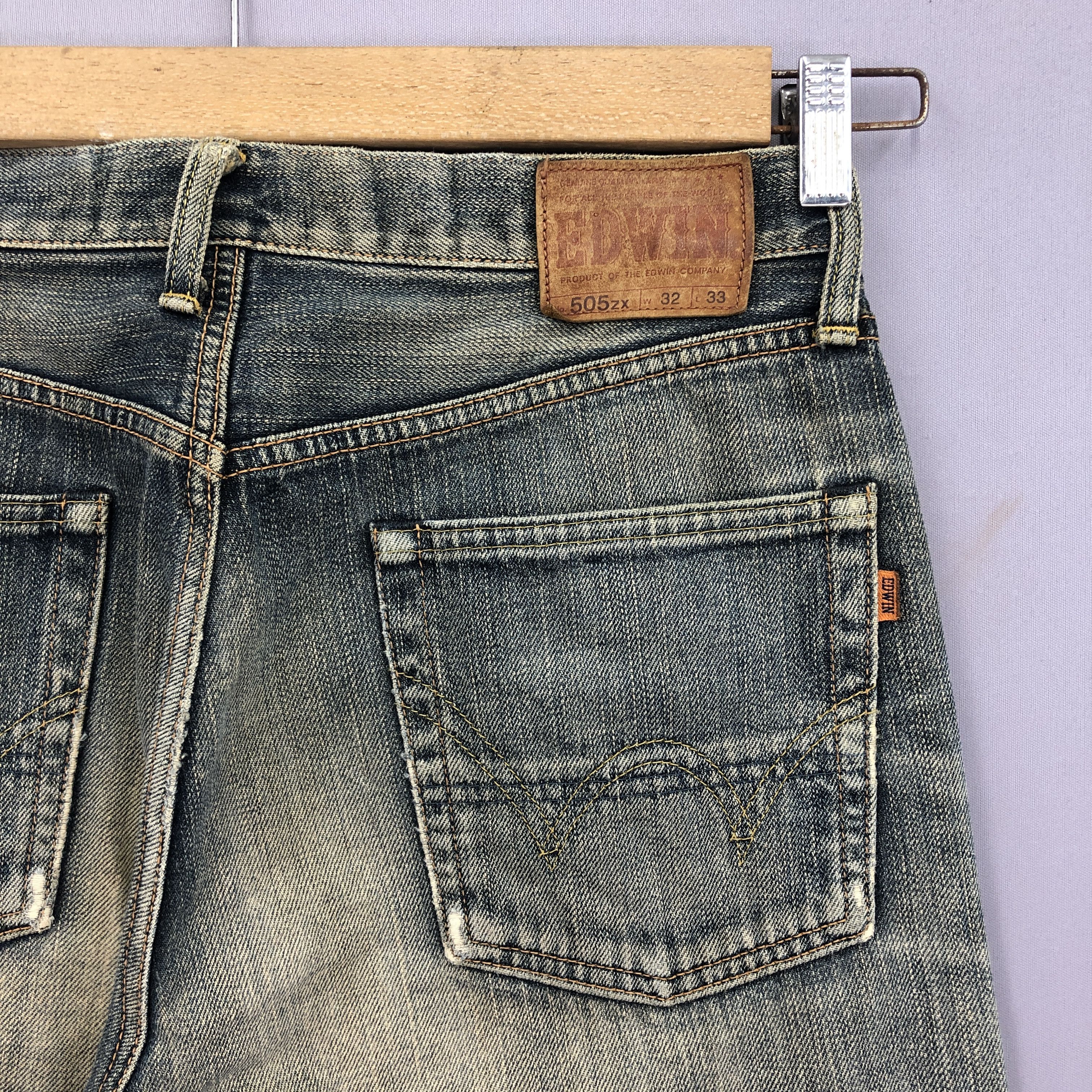 Japanese Brand Vintage 90s Edwin 505zx Selvedge Jeans Mudwash Redline Denim Size US 32 / EU 48 - 5 Thumbnail