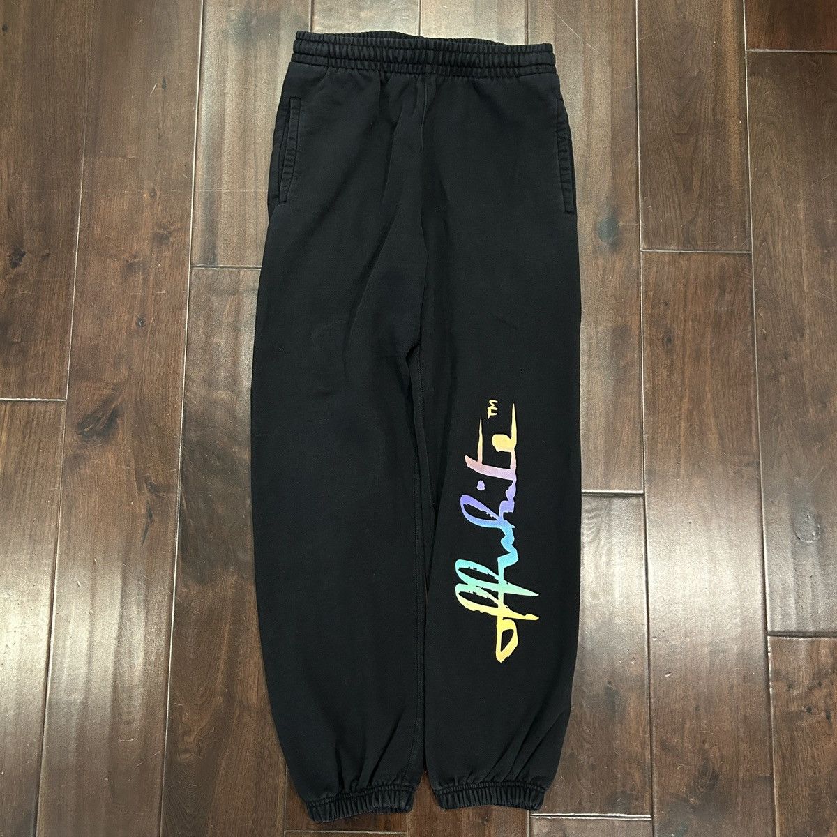 Off-White Off White Rainbow Script Sweatpants Size US 34 / EU 50 - 1 Thumbnail