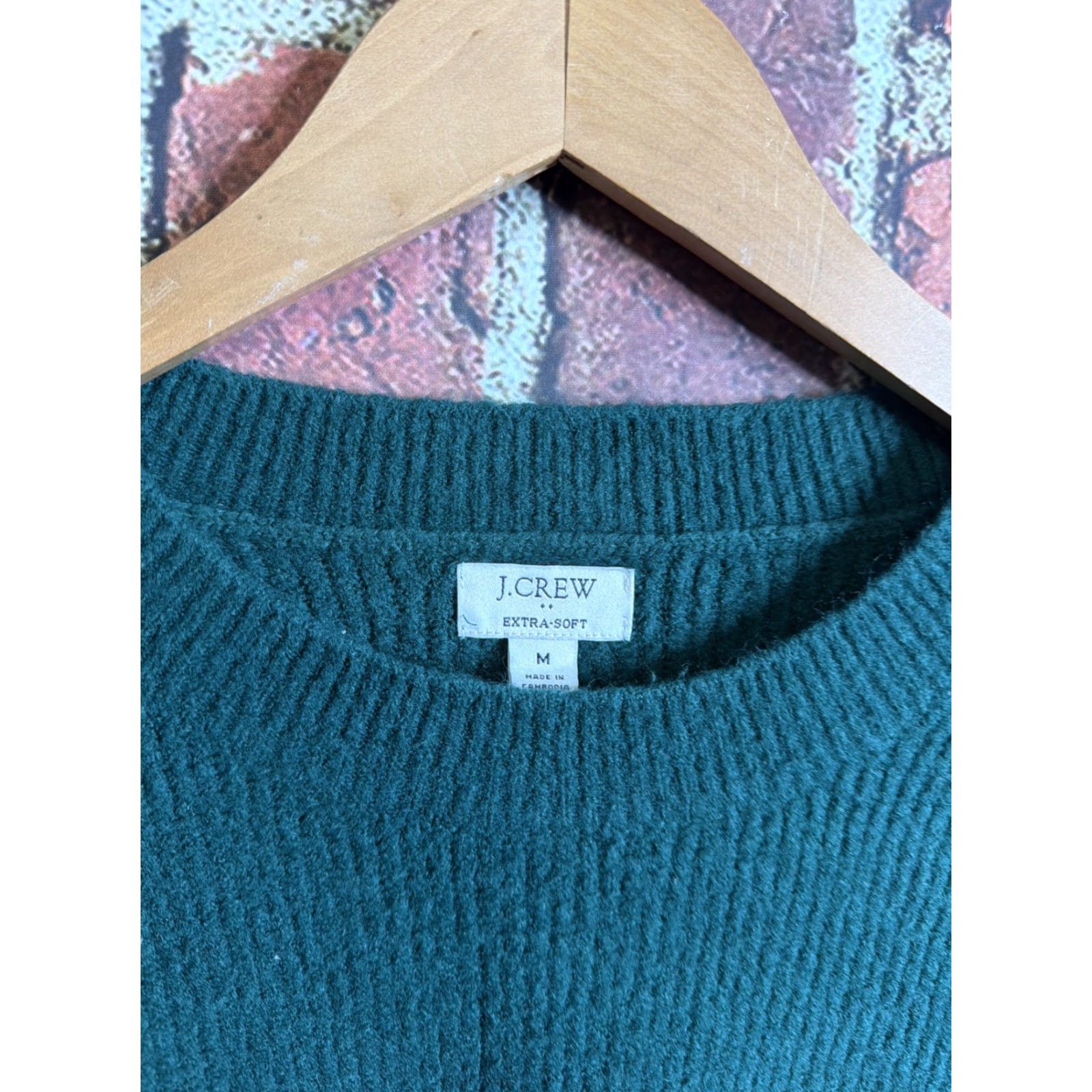 J.Crew J. Crew Sweater Women M Green Wool Blend Crew Neck Casual Pullover Lightweight Stretch Regular 90s? Size M / US 6-8 / IT 42-44 - 2 Thumbnail