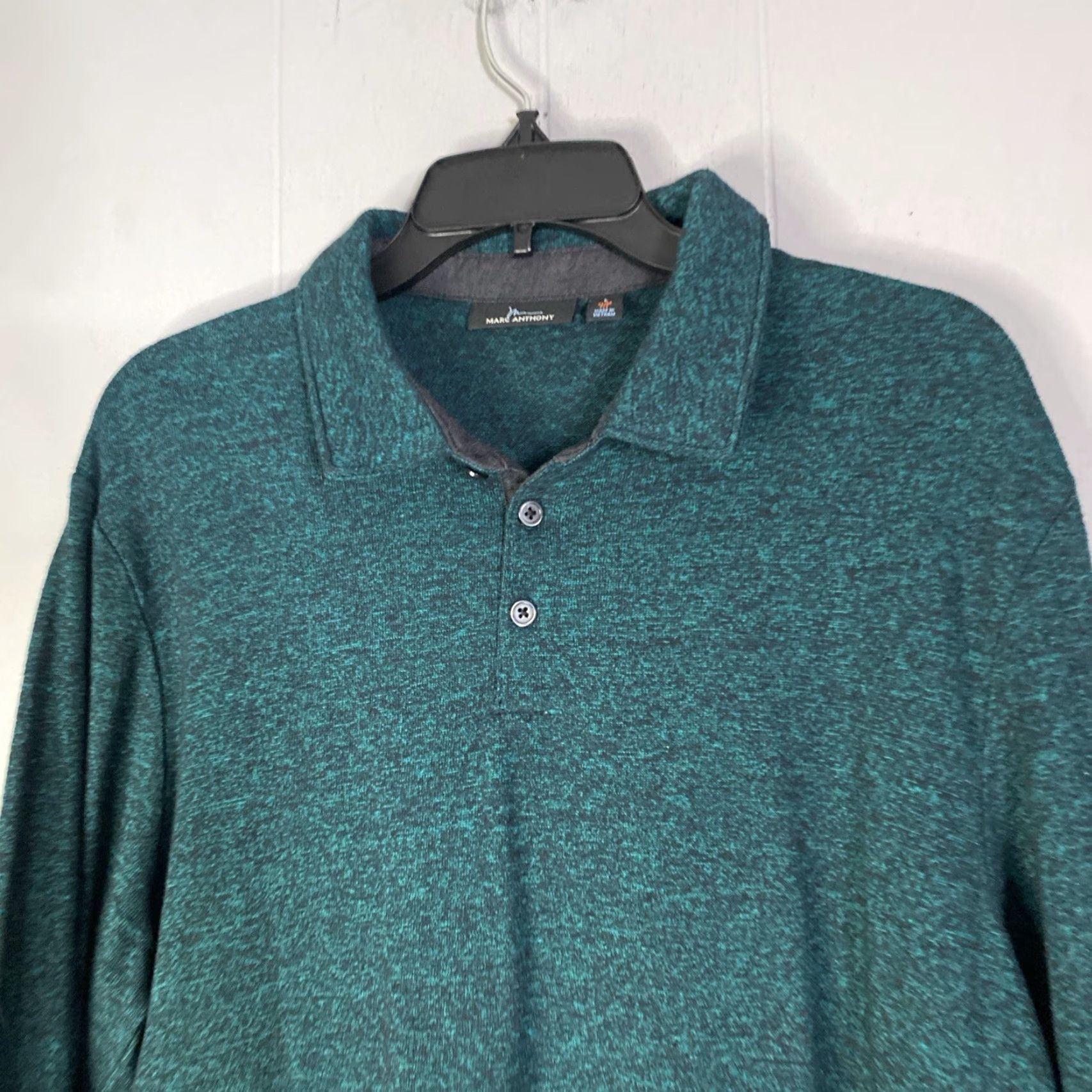 Vintage Marc Anthony Mens Long Sleeve Polo Shirt Slim Lightweight Green Large L Button-Up Shirt Size US L / EU 52-54 / 3 - 7 Thumbnail