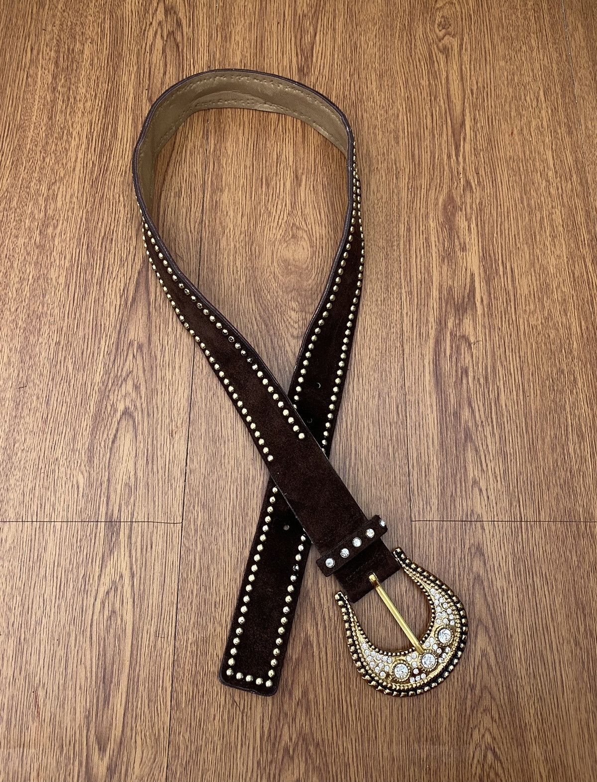 If Six Was Nine × Japanese Brand × Le Grande Bleu (L.G.B.) Studded crystal suede belt Size ONE SIZE - 1 Thumbnail