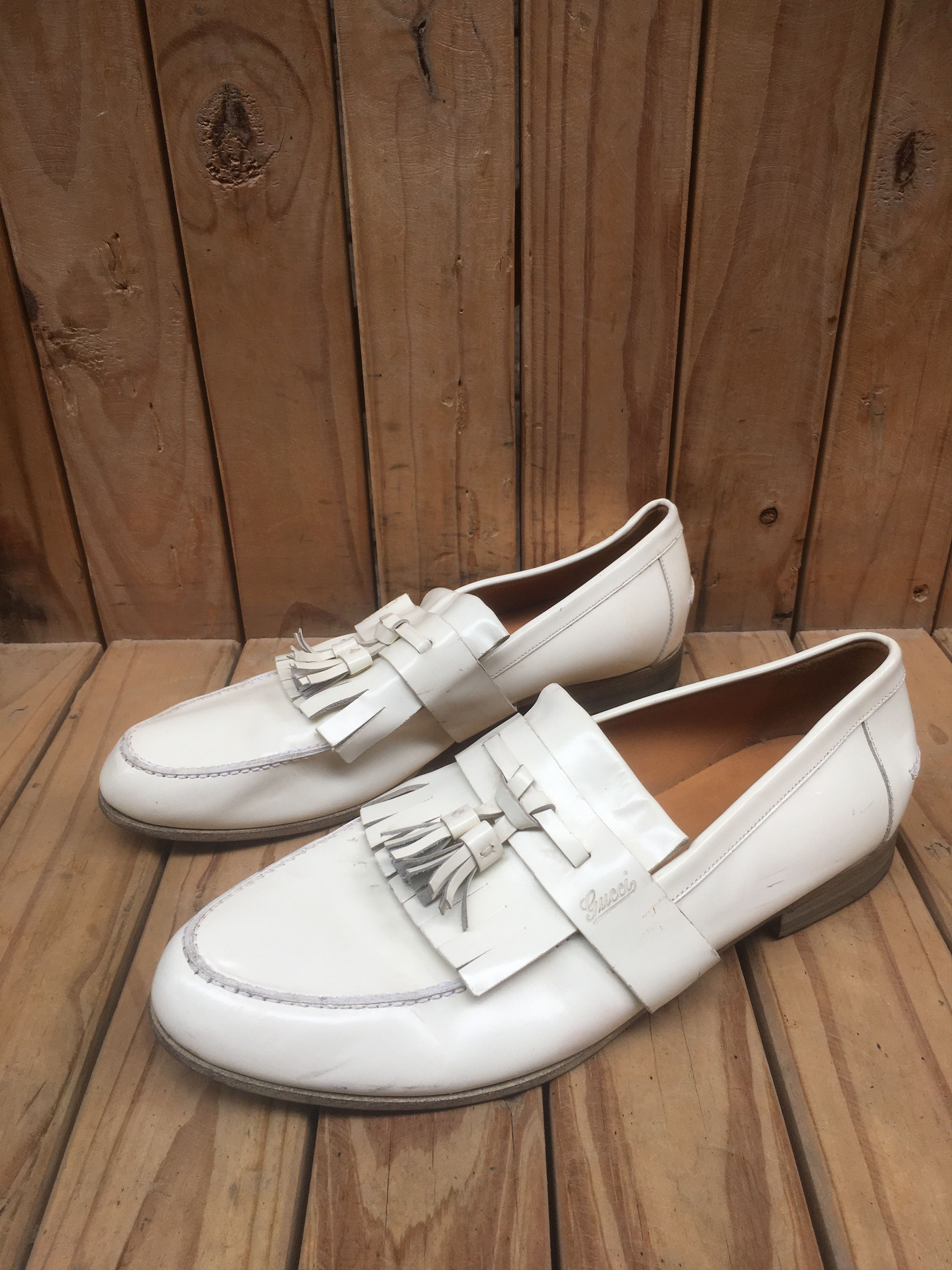 Gucci Gucci 216146 Cream Men's leather Loafers USA 7.5 EUR 41 Size US 7.5 / EU 40-41 - 20 Thumbnail