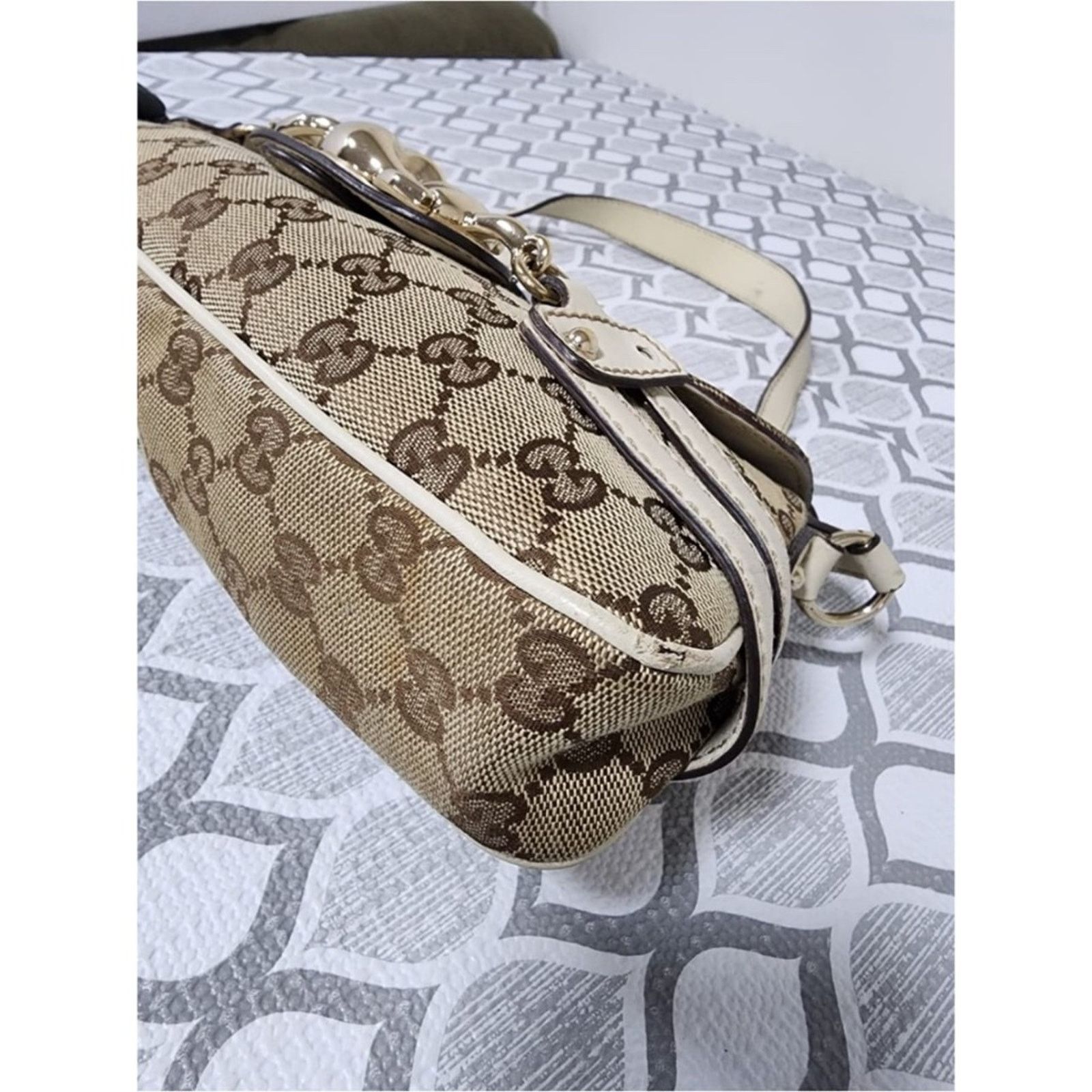 Gucci Aut Gucci Horsebit Chain Flap Shoulder Bag Brown/Beige/Cream Size ONE SIZE - 5 Thumbnail