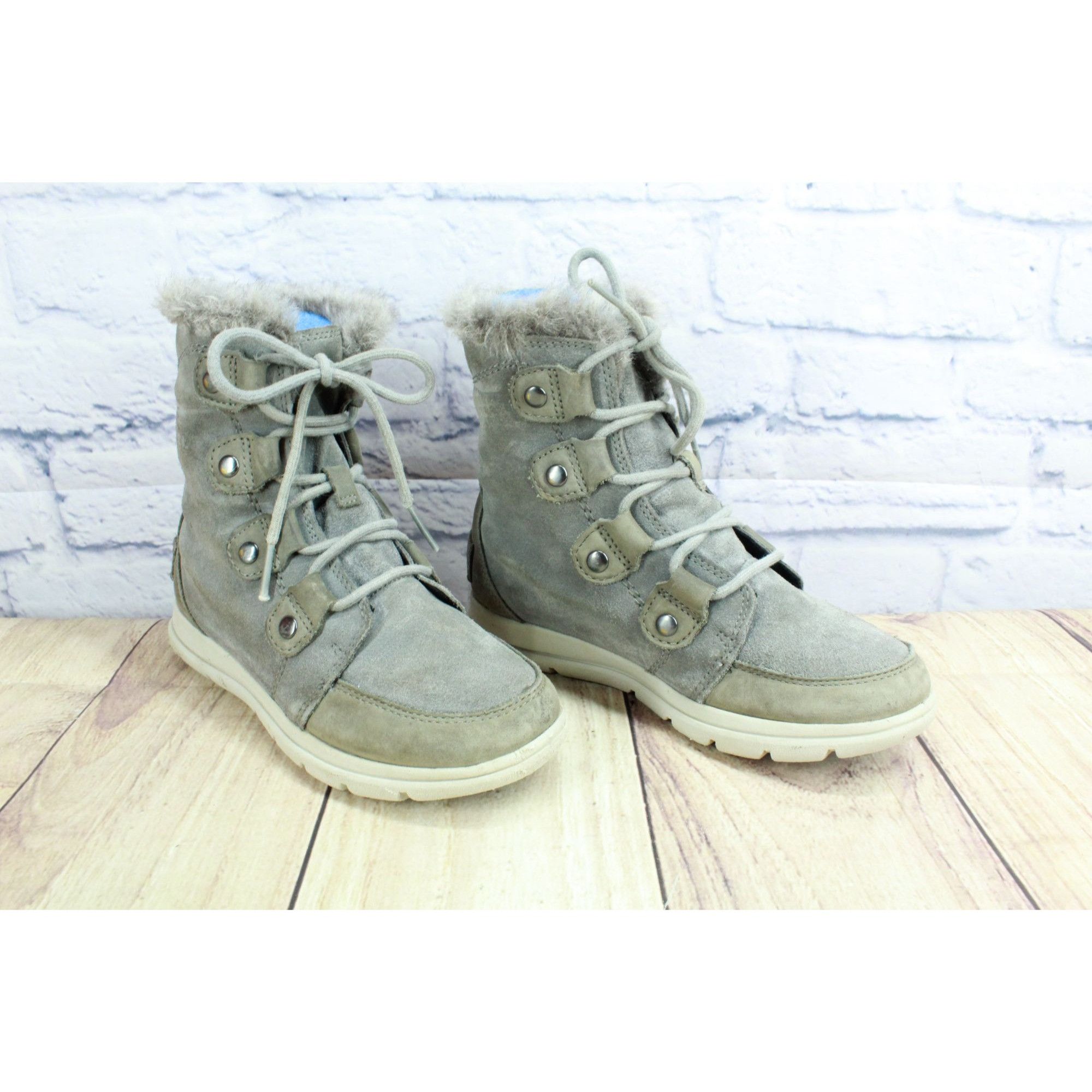 SOREL Sorel Gray Leather Explorer Joan Winter Boots Size US 6 / IT 36 - 3 Thumbnail