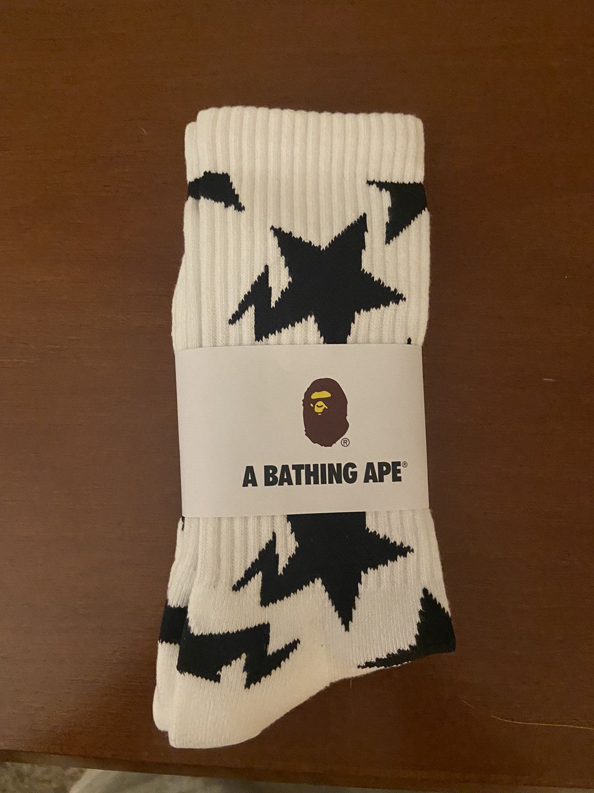 Pre-owned Bape Star Print Socks In White