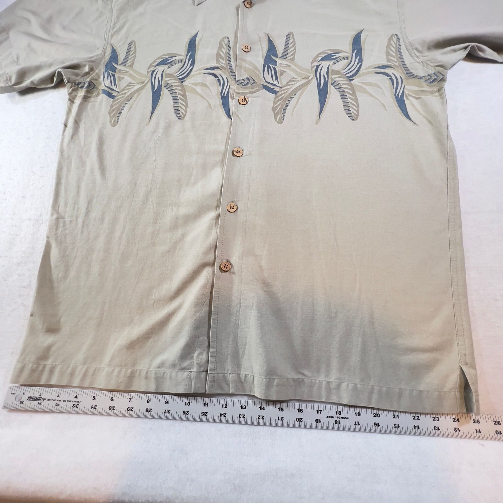 M.E. Sport Button Shirt M.E. Sport Mens XL Tan Slate Blue Floral Print Size US XL / EU 56 / 4 - 7 Thumbnail