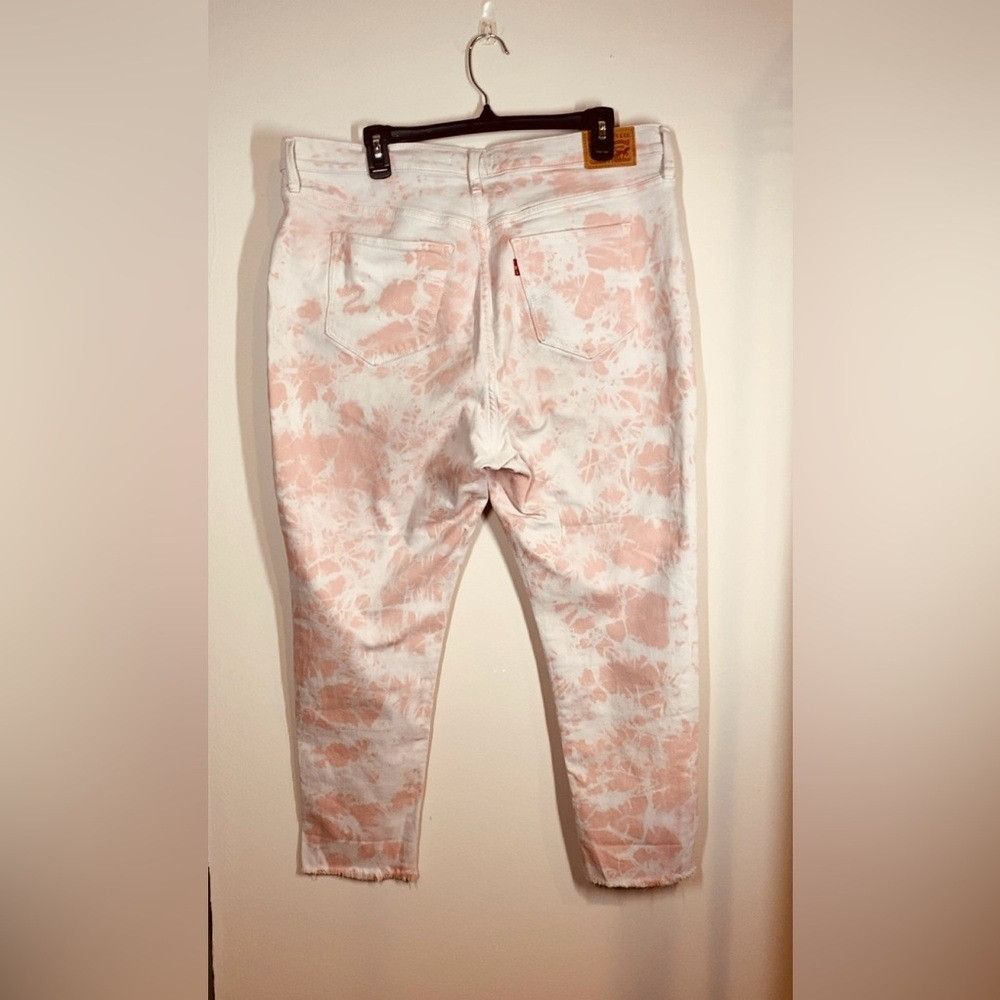 Levi's Pink and White Tie-dye Levi 721 High Rise Skinny Ankle Denim Size 40" / US 18 - 4 Thumbnail