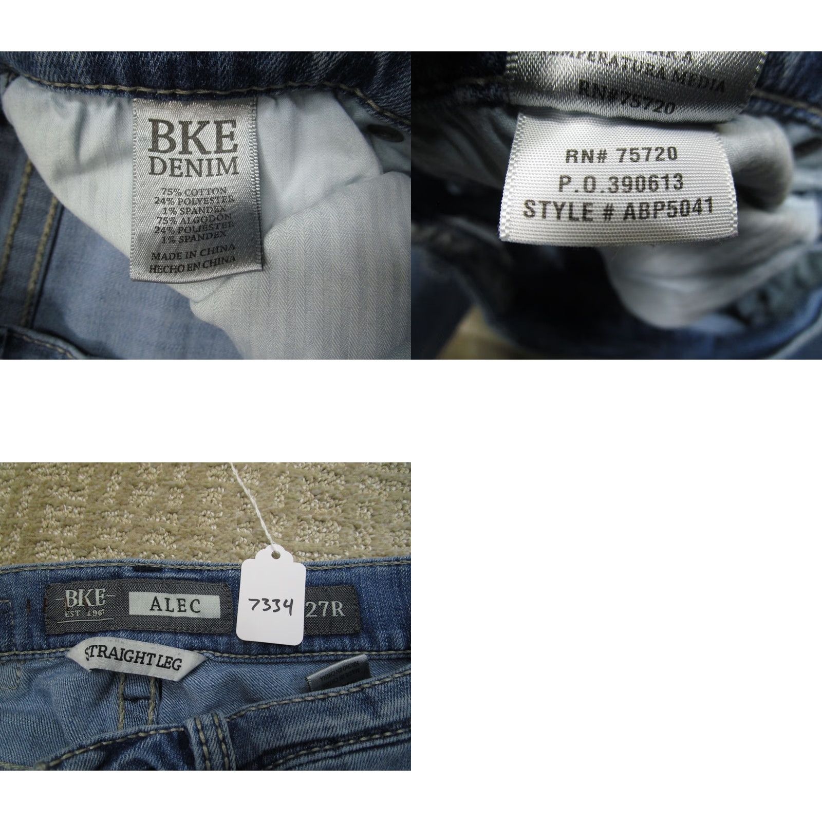 Vintage BKE Alec Jeans Men 27 Blue Buckle Straight Low Rise Denim Light Wash 5-Pocket Logo Size US 27 - 8 Thumbnail