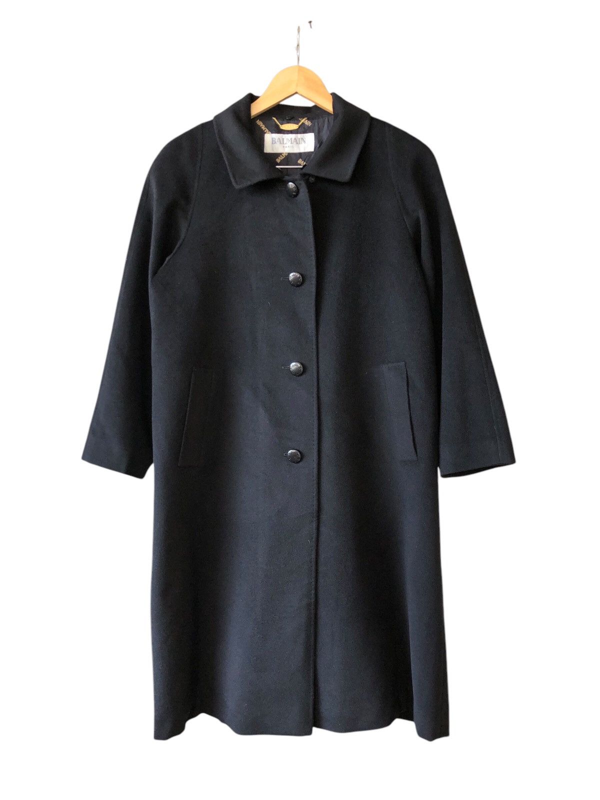 Balmain Authentic🔥 Balmain Cashmere Wool Long Coat Black Size L / US 10 / IT 46 - 1 Thumbnail