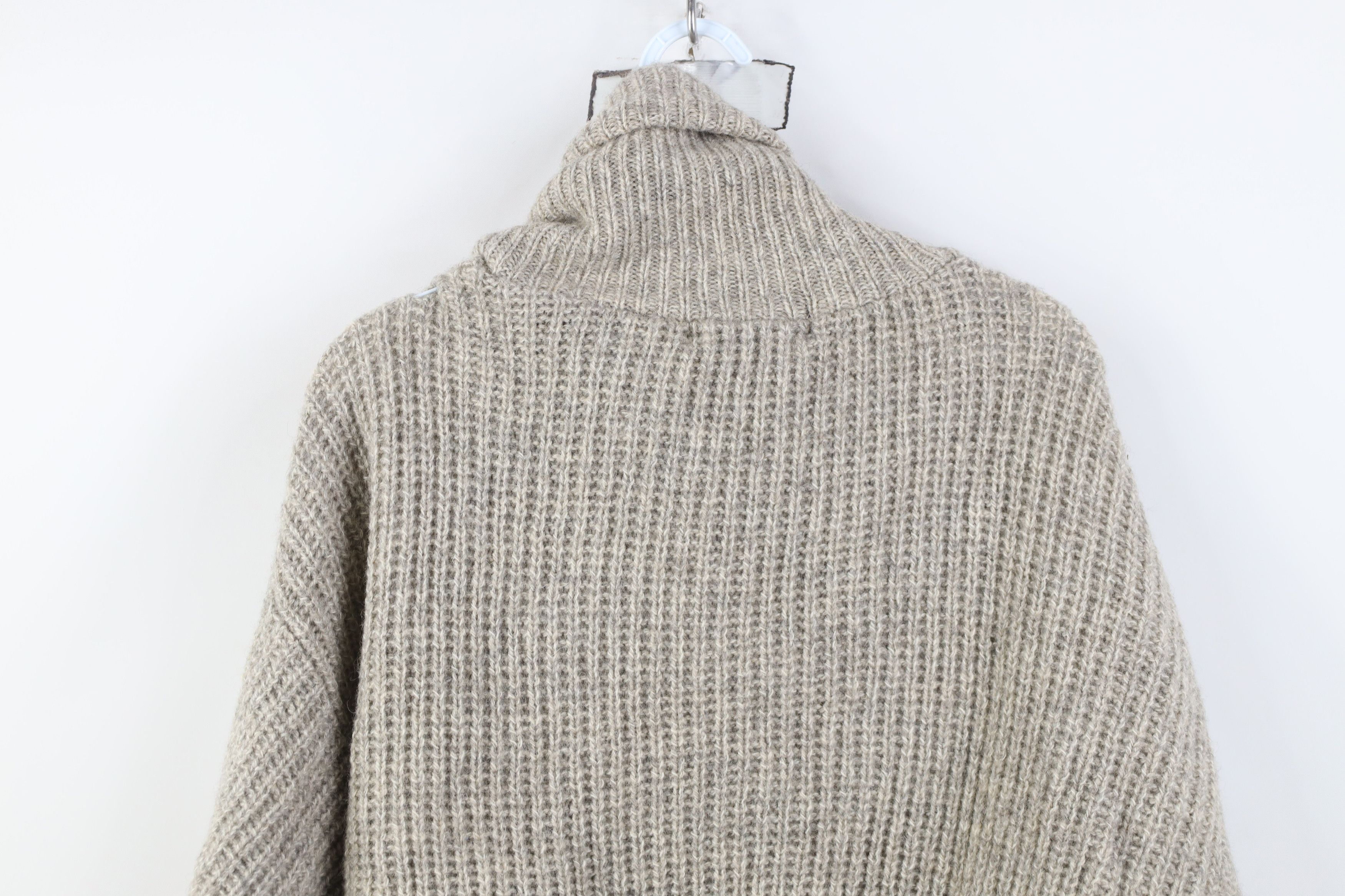 Eddie Bauer Vintage 90s Eddie Bauer Ribbed Knit Shawl Sweater Beige Size US L / EU 52-54 / 3 - 10 Thumbnail