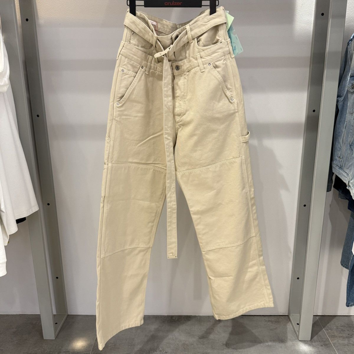 Off-White Off-White Wave Off Canvas Double Oversized Broek Beige Size US 32 / EU 48 - 1 Thumbnail